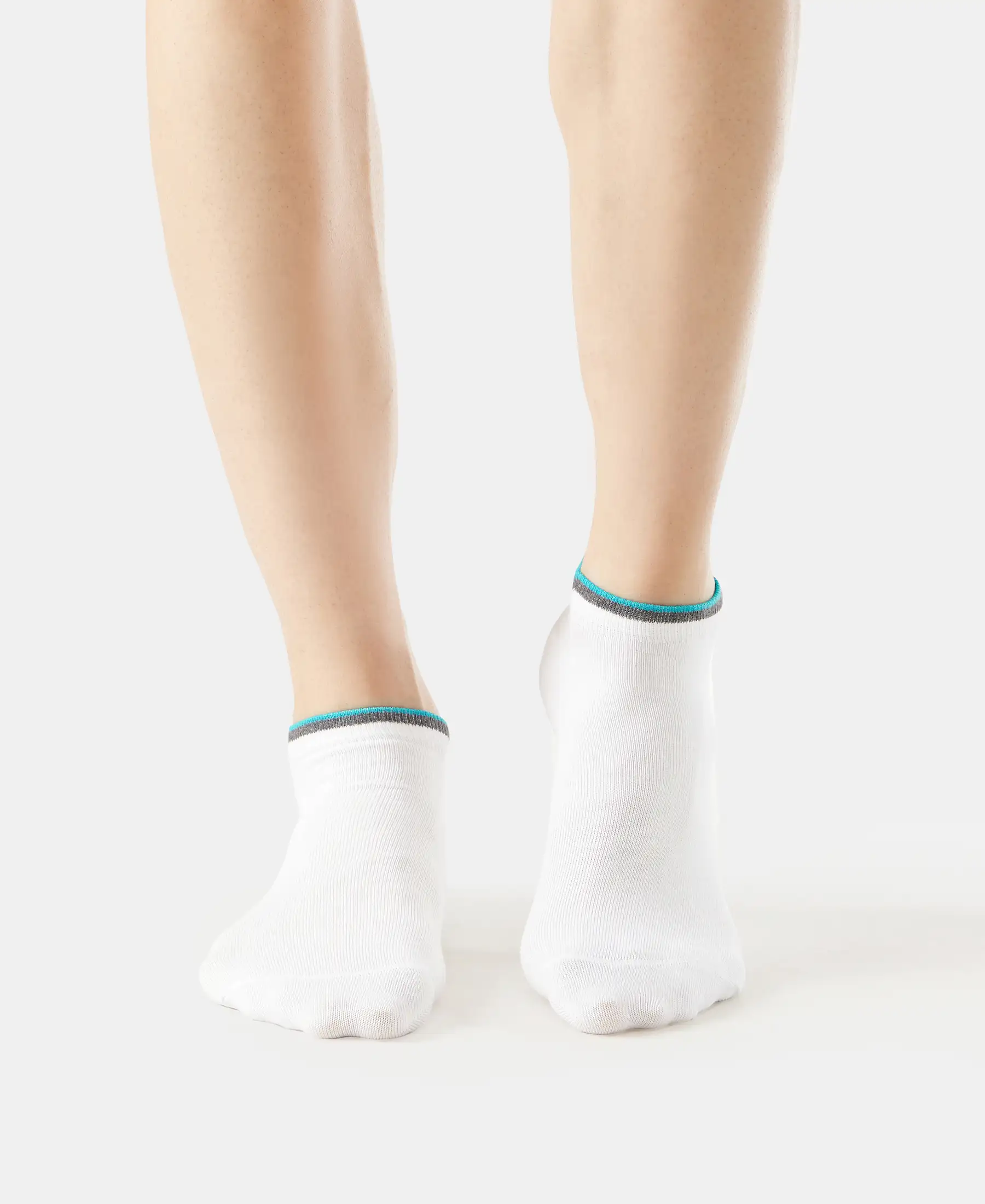 Compact Cotton Elastane Stretch Low Show Socks With StayFresh Treatment - White (Pack of 2) - Image 3