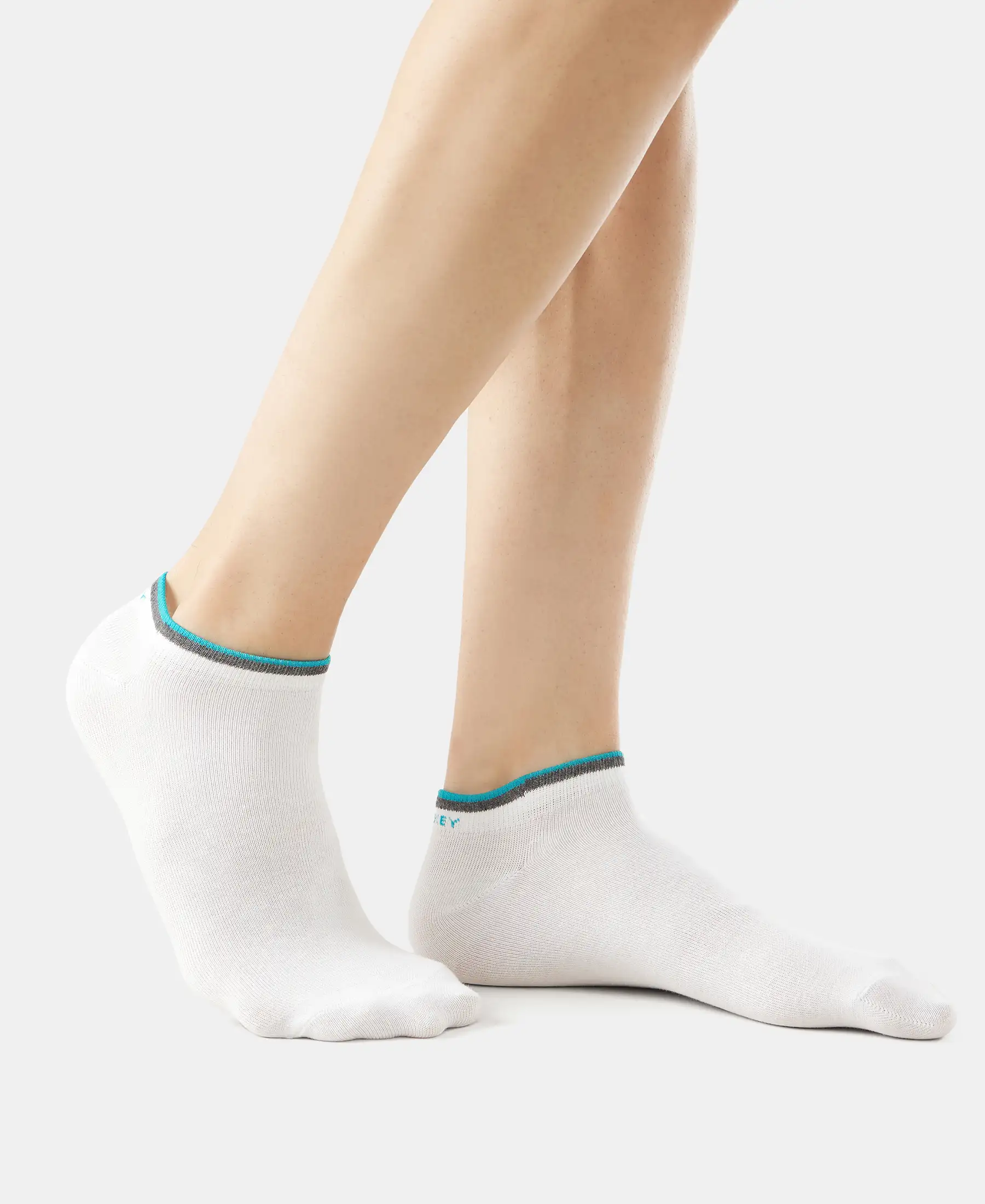 Compact Cotton Elastane Stretch Low Show Socks With StayFresh Treatment - White (Pack of 2) - Image 5