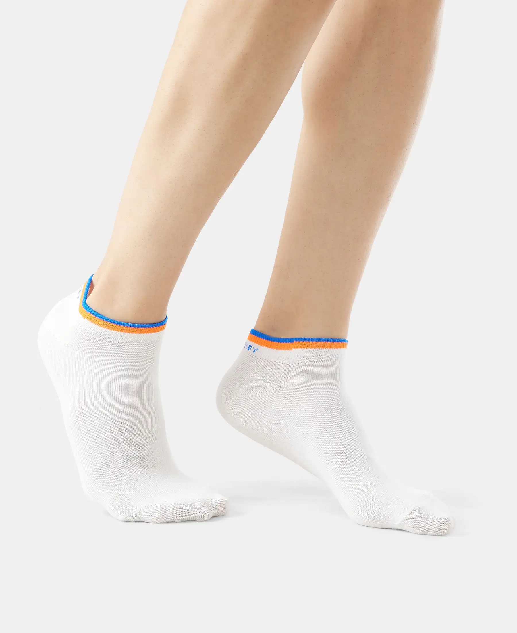 Compact Cotton Elastane Stretch Low Show Socks With StayFresh Treatment - White (Pack of 2) - Image 6