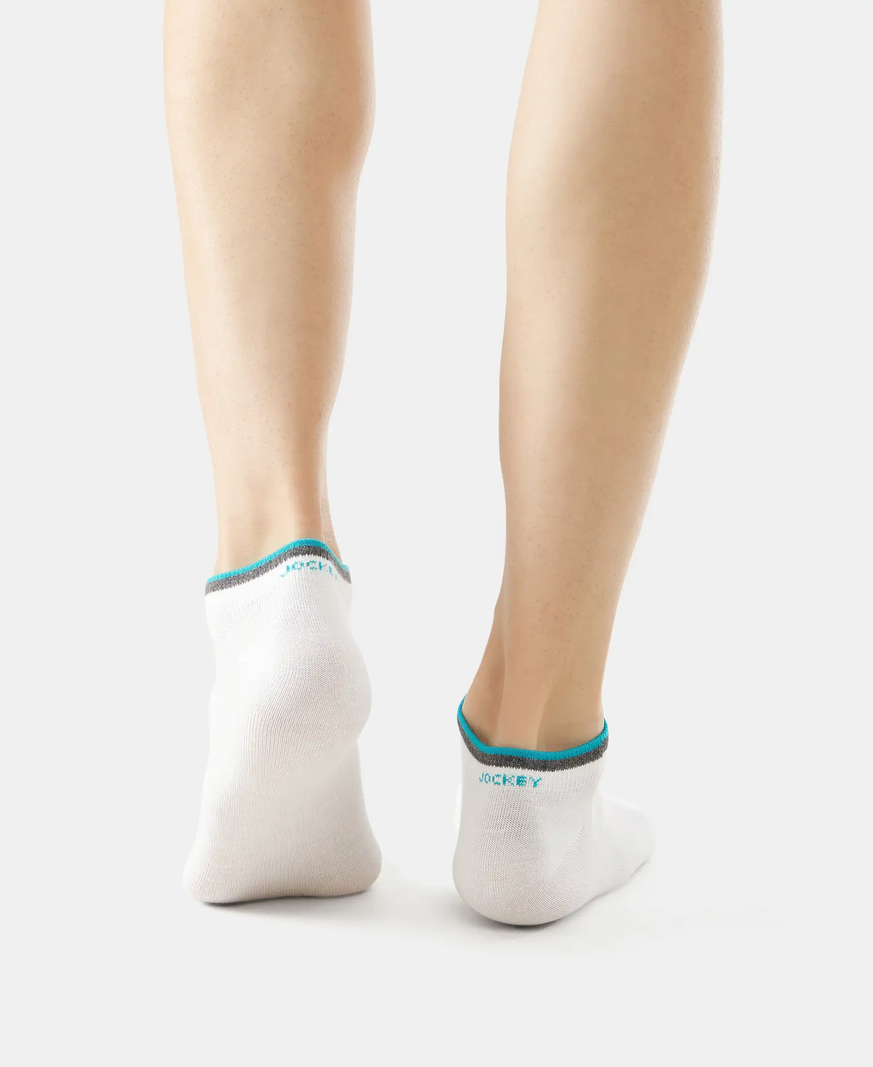 Compact Cotton Elastane Stretch Low Show Socks With StayFresh Treatment - White (Pack of 2) - Image 9