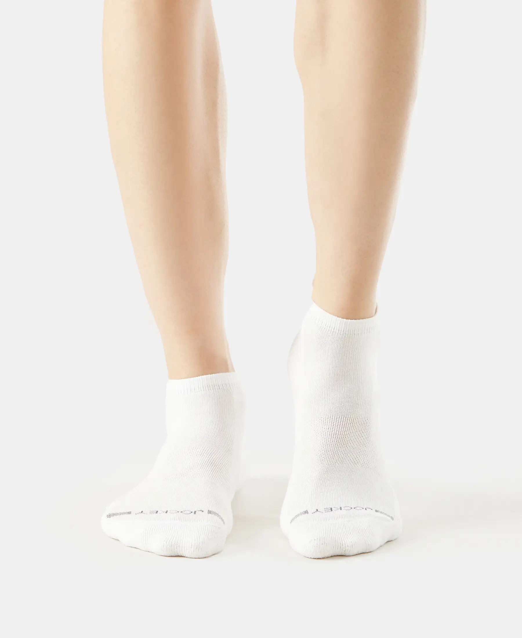 Compact Cotton Elastane Stretch Low Show Socks with StayFresh Treatment - White (Pack of 2) - Image 2
