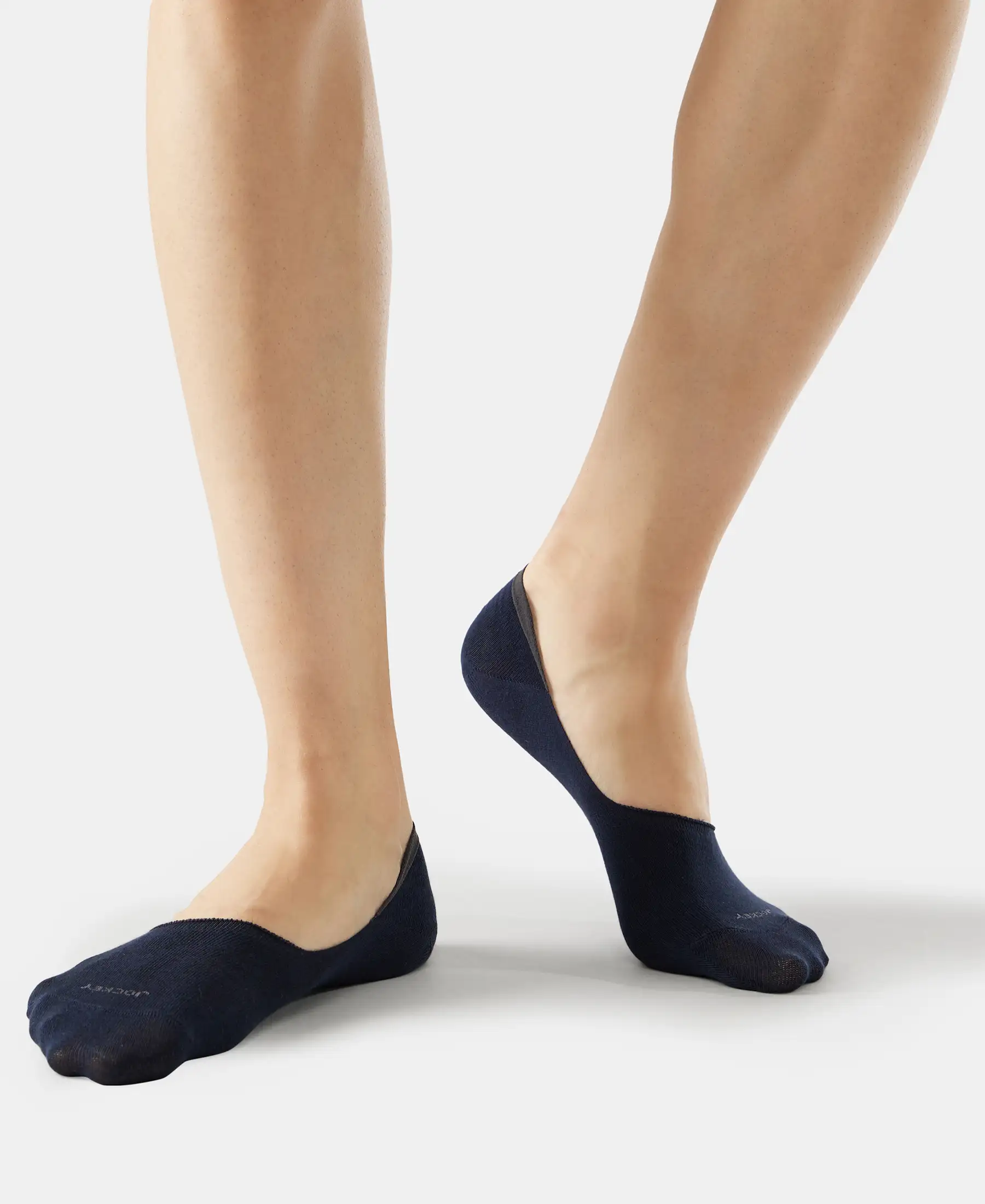Compact Cotton Elastane Stretch No Show Socks With StayFresh Treatment - Navy (Pack of 2) - Image 4