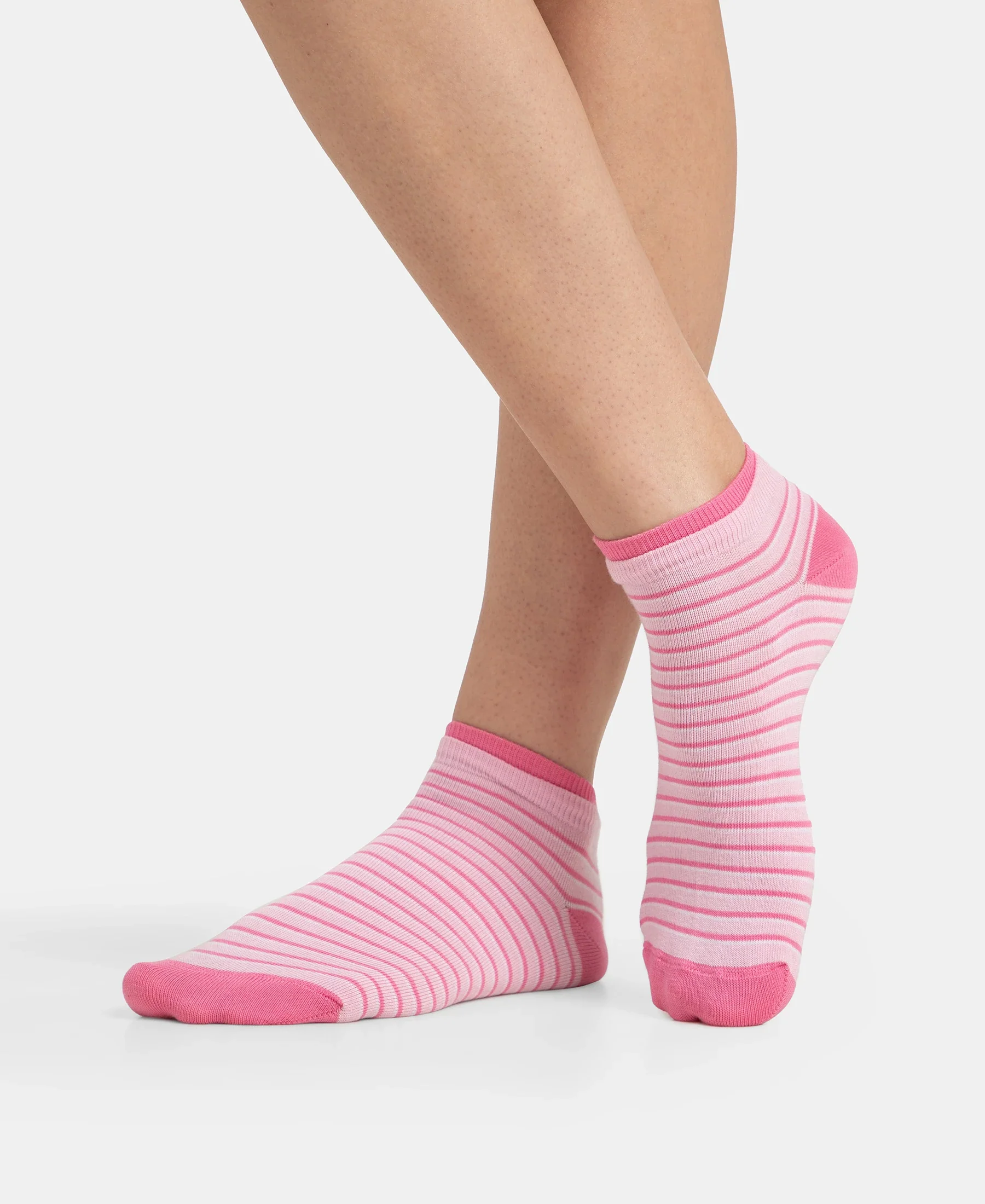 Compact Cotton Stretch Low Show Socks with StayFresh Treatment - Black & Pirouette (Pack of 2) - Image 3