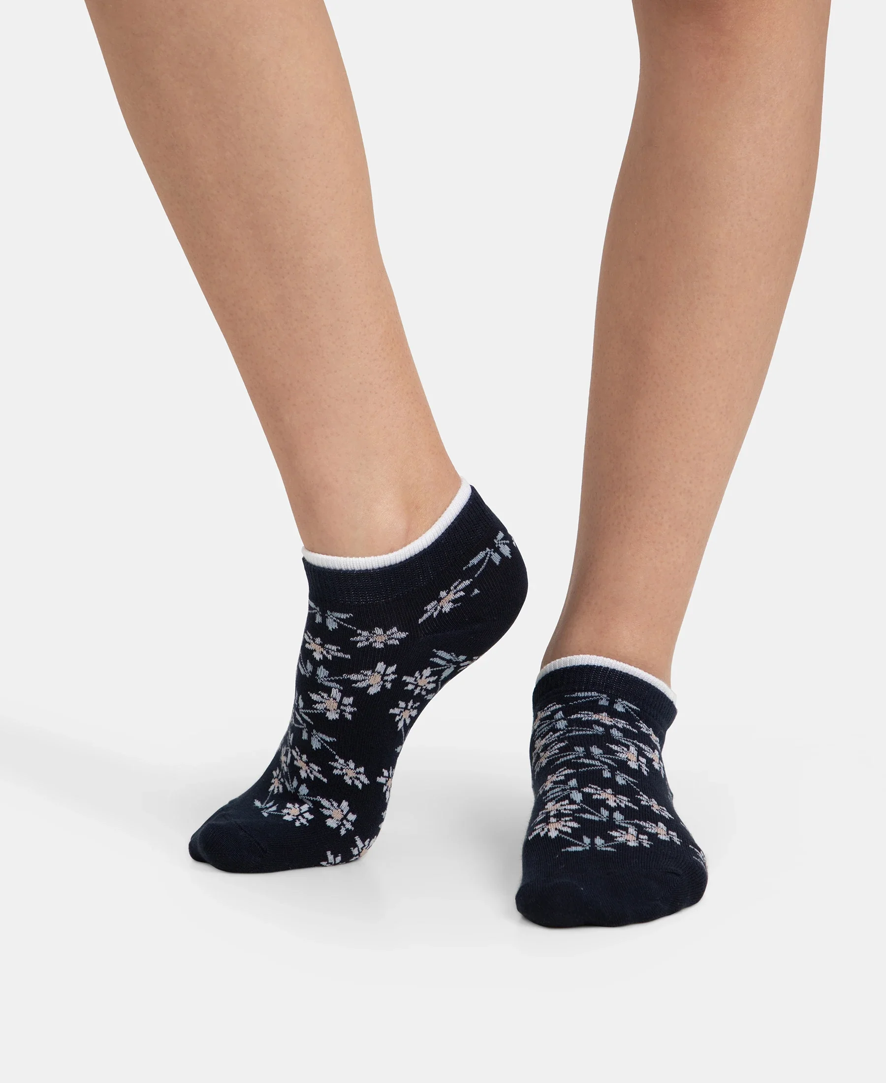 Compact Cotton Stretch Low Show Socks with StayFresh Treatment - Navy & Chambray Blue (Pack of 2) - Image 11