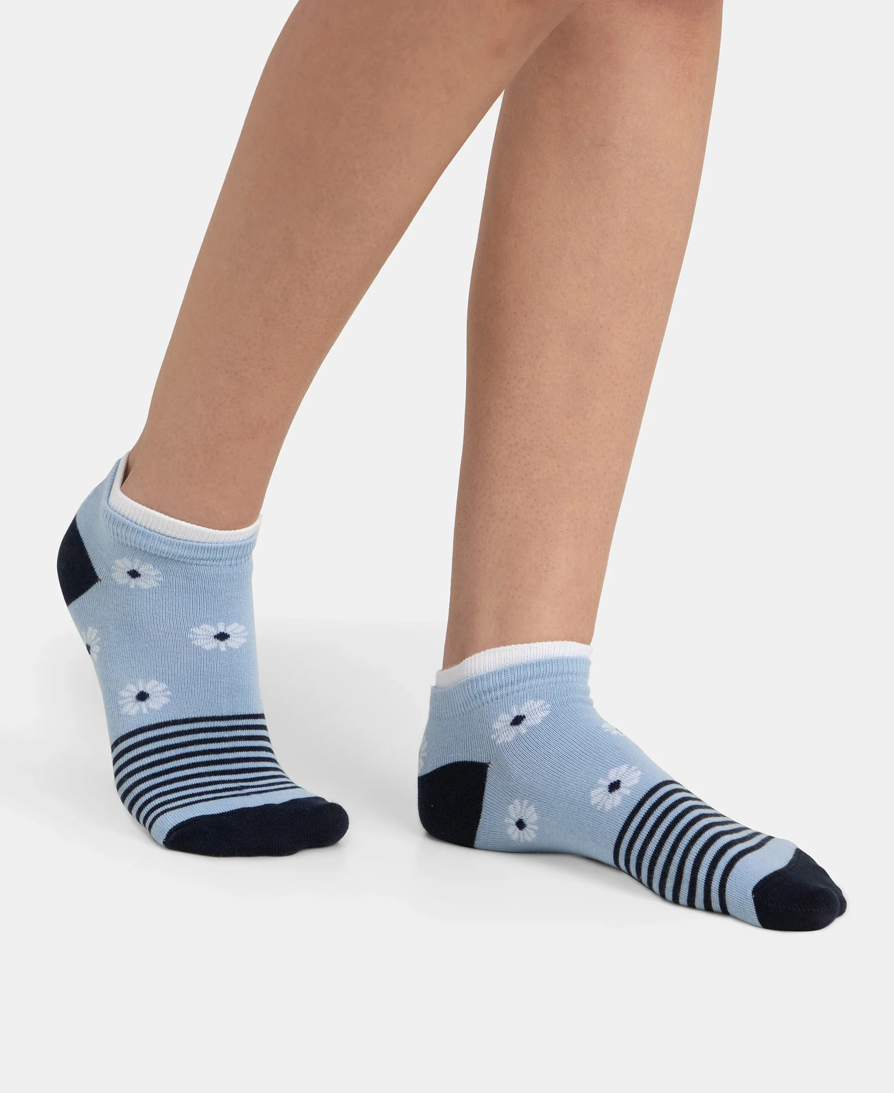 Compact Cotton Stretch Low Show Socks with StayFresh Treatment - Navy & Chambray Blue (Pack of 2) - Image 4