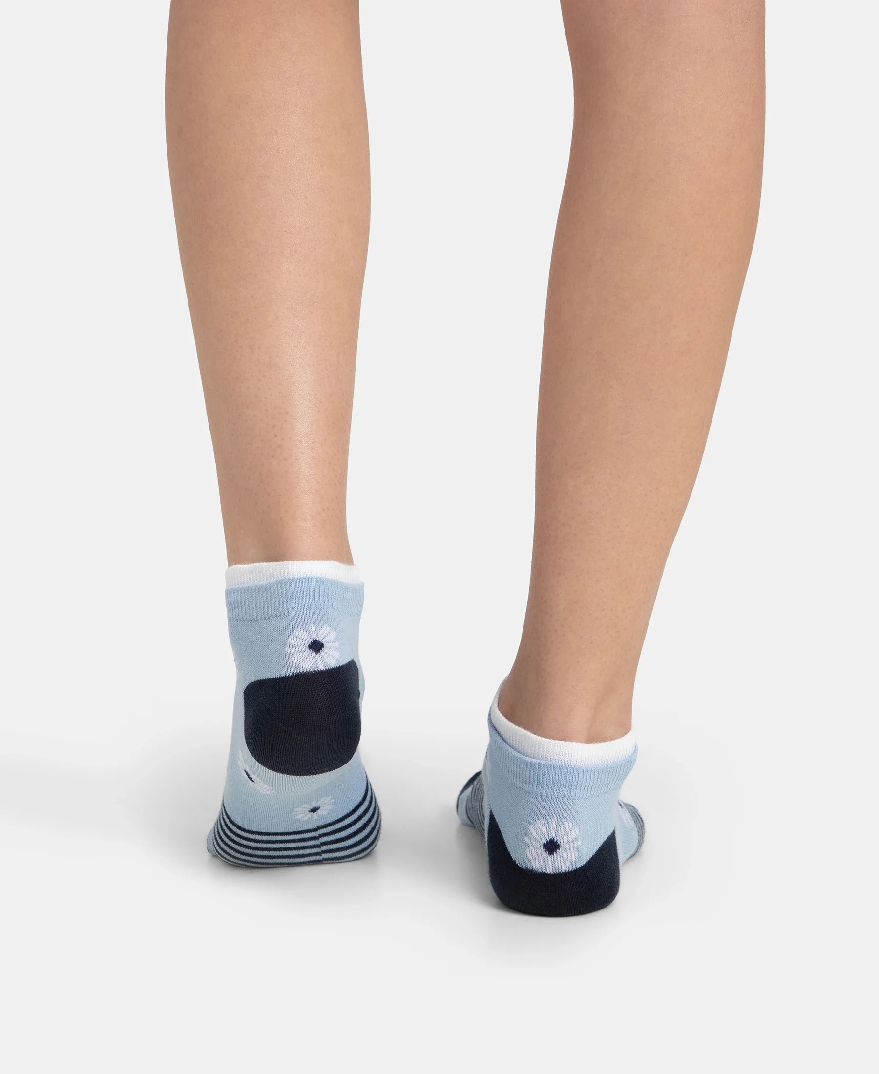 Compact Cotton Stretch Low Show Socks with StayFresh Treatment - Navy & Chambray Blue (Pack of 2) - Image 6