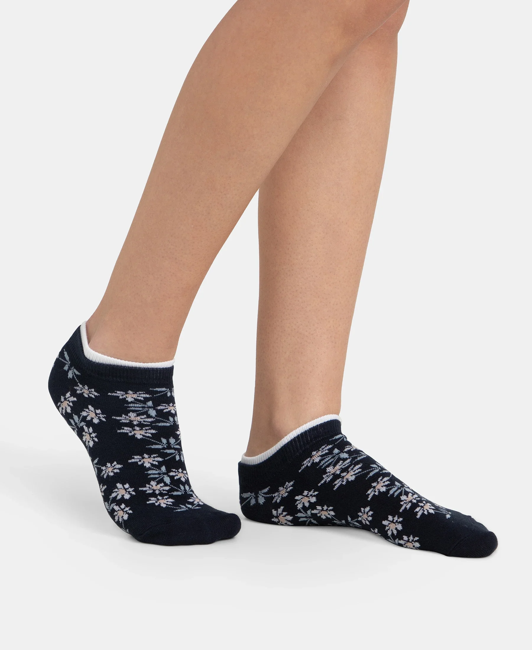 Compact Cotton Stretch Low Show Socks with StayFresh Treatment - Navy & Chambray Blue (Pack of 2) - Image 9
