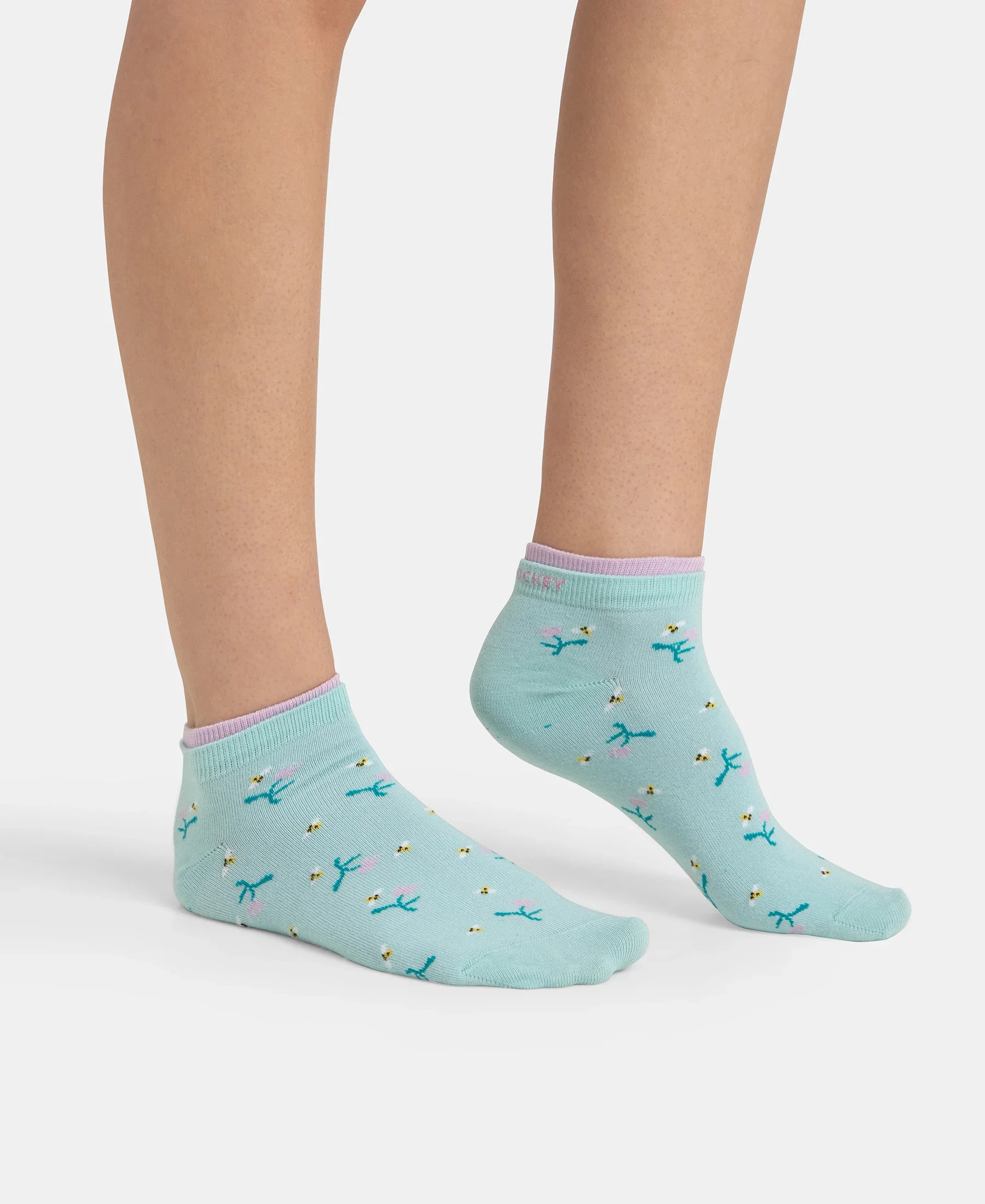Compact Cotton Stretch Low Show Socks with StayFresh Treatment - Orchid Bloom & Pastel Turquiose (Pack of 2) - Image 3