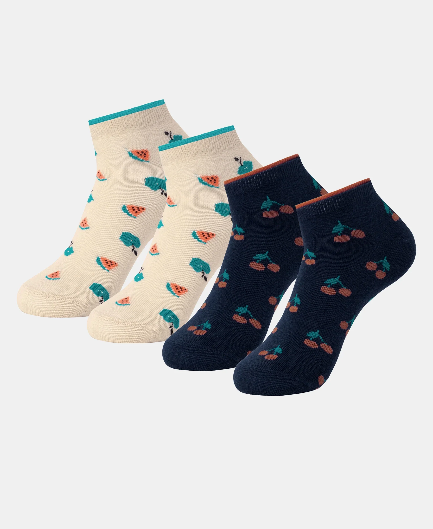 Compact Cotton Stretch Low Show Socks with StayFresh Treatment - Peacoat & Oat Meal (Pack of 2) - Image 5