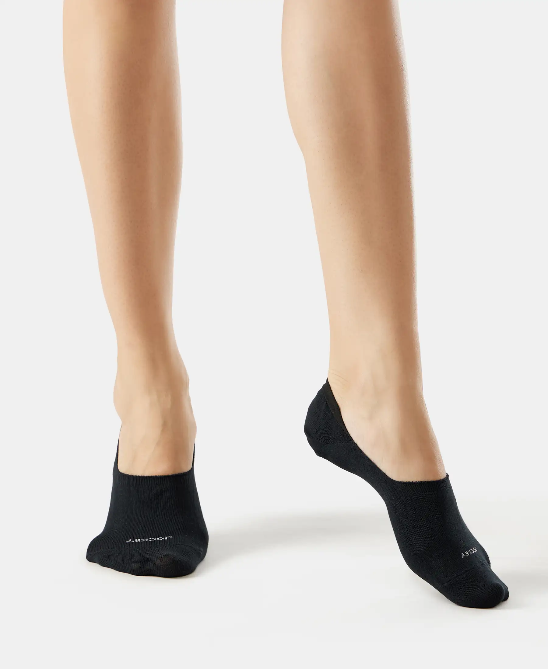 Compact Cotton Stretch No Show Socks with StayFresh Treatment - Black & Skin (Pack of 2) - Image 4