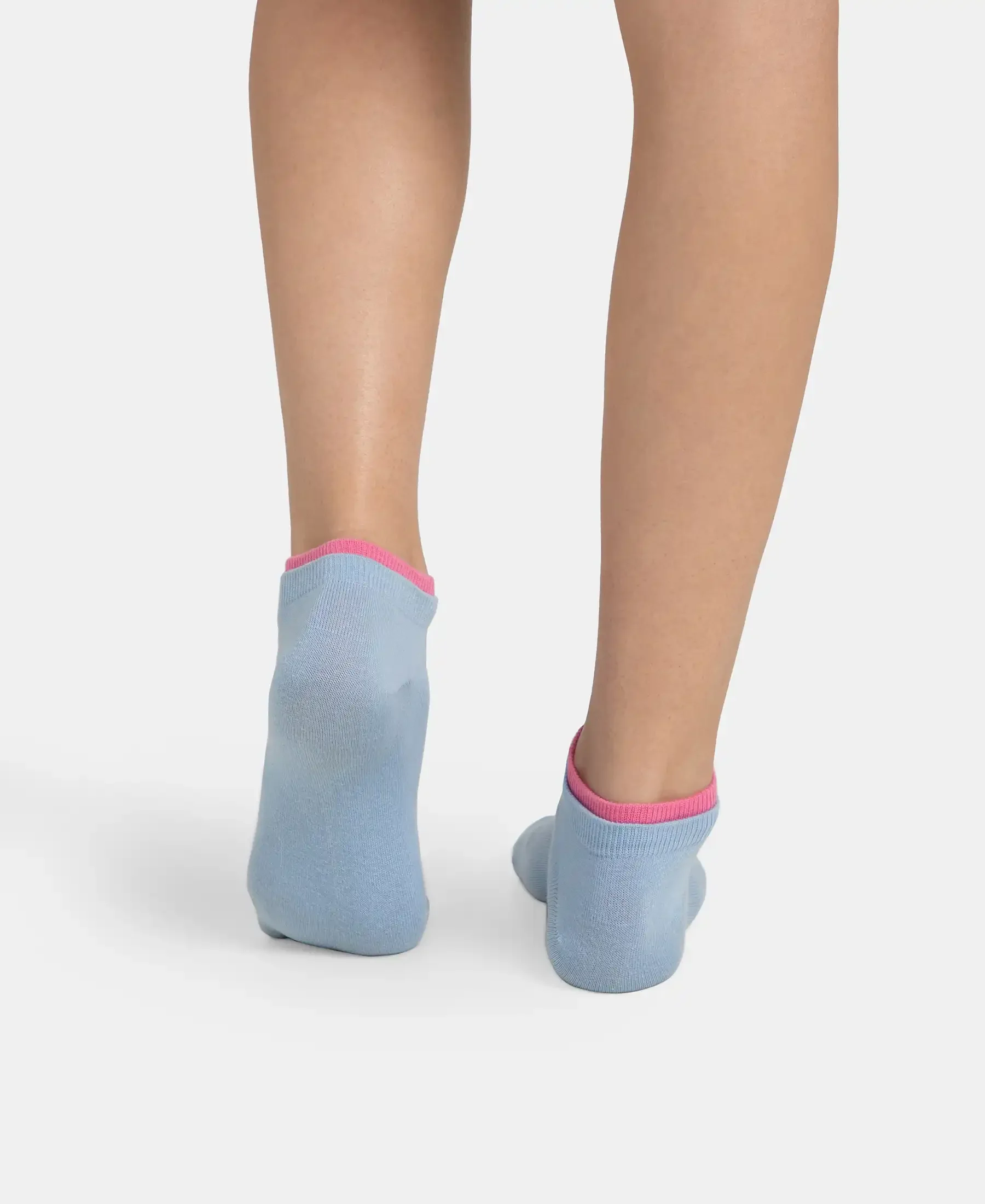 Compact Cotton Stretch Solid Low Show Socks with Stay Fresh Treatment - Aurora Pink & Chambray Blue (Pack of 2) - Image 4