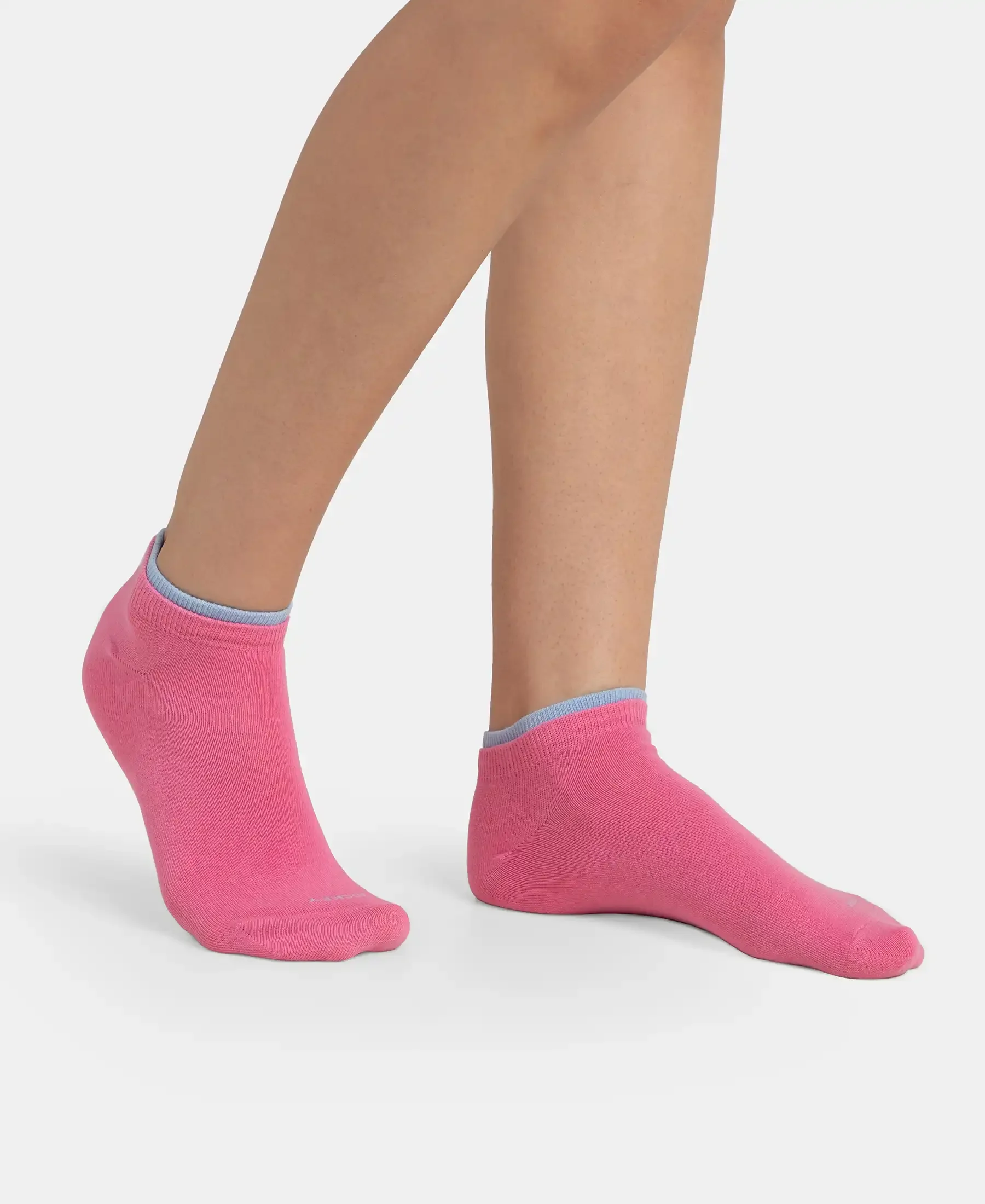 Compact Cotton Stretch Solid Low Show Socks with Stay Fresh Treatment - Aurora Pink & Chambray Blue (Pack of 2) - Image 9