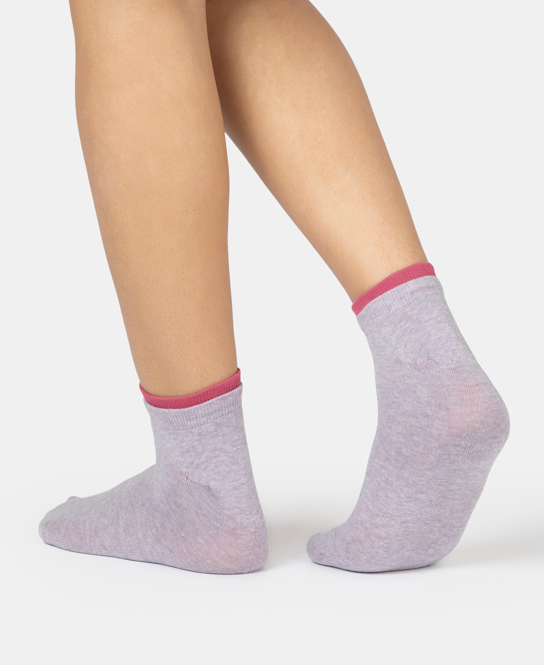 Compact Cotton Stretch Solid Low Show Socks with Stay Fresh Treatment - Cosmic Sky Melange & Rose Wine (Pack of 2) - Image 8