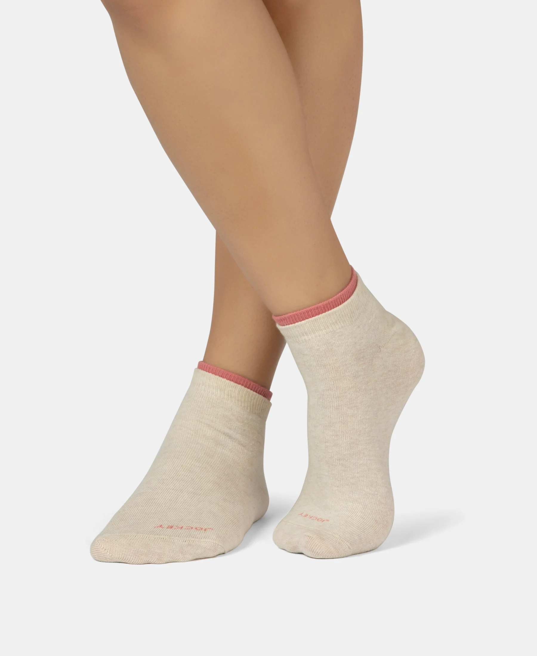 Compact Cotton Stretch Solid Low Show Socks with Stay Fresh Treatment - Oatmeal Melange & Brandied Apricot (Pack of 2) - Image 10