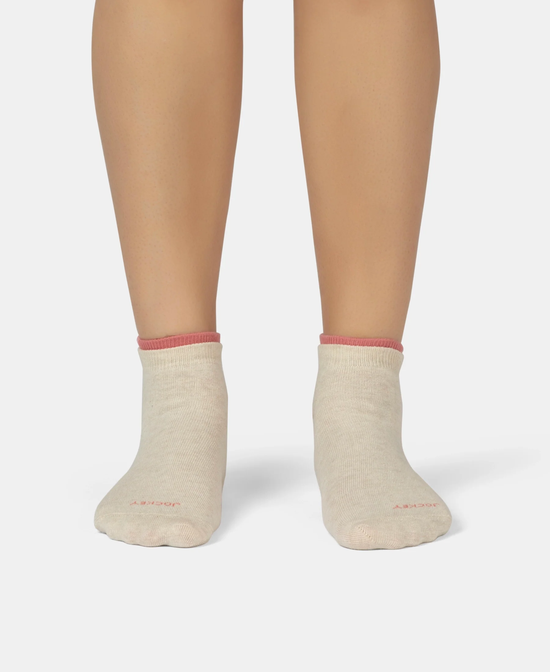 Compact Cotton Stretch Solid Low Show Socks with Stay Fresh Treatment - Oatmeal Melange & Brandied Apricot (Pack of 2) - Image 7