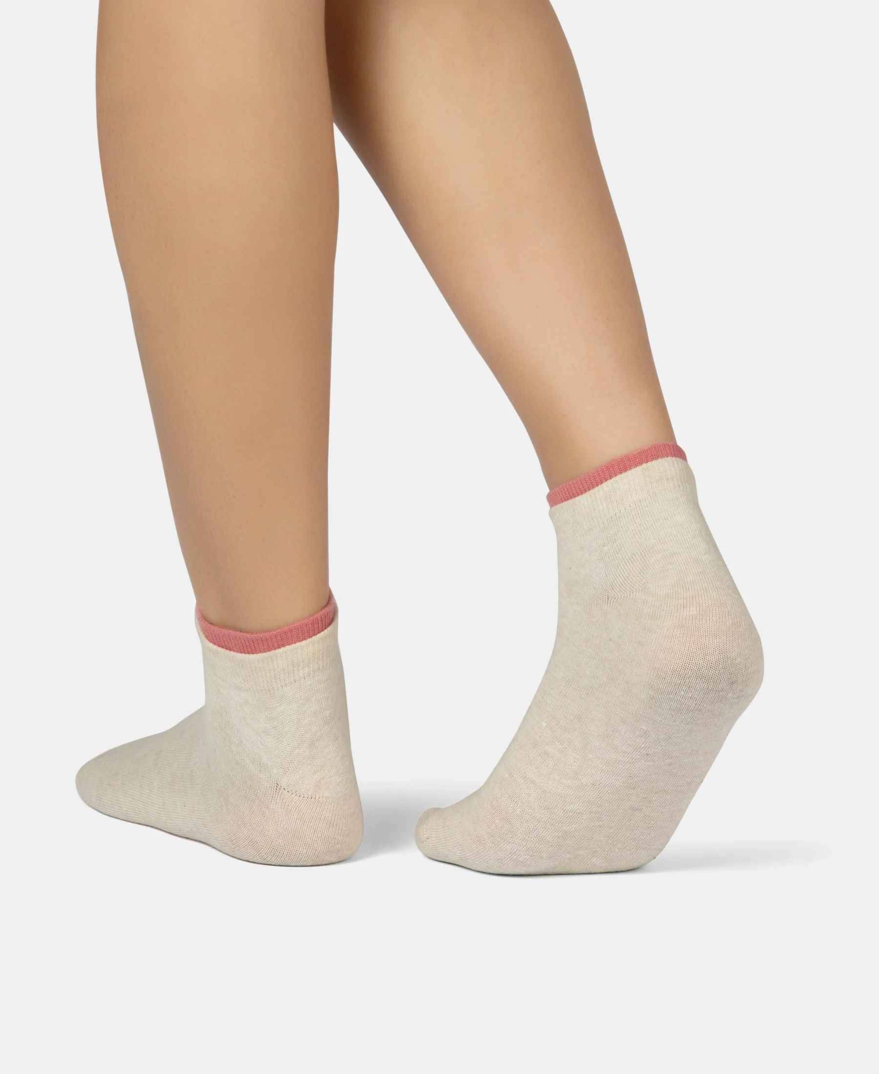 Compact Cotton Stretch Solid Low Show Socks with Stay Fresh Treatment - Oatmeal Melange & Brandied Apricot (Pack of 2) - Image 9