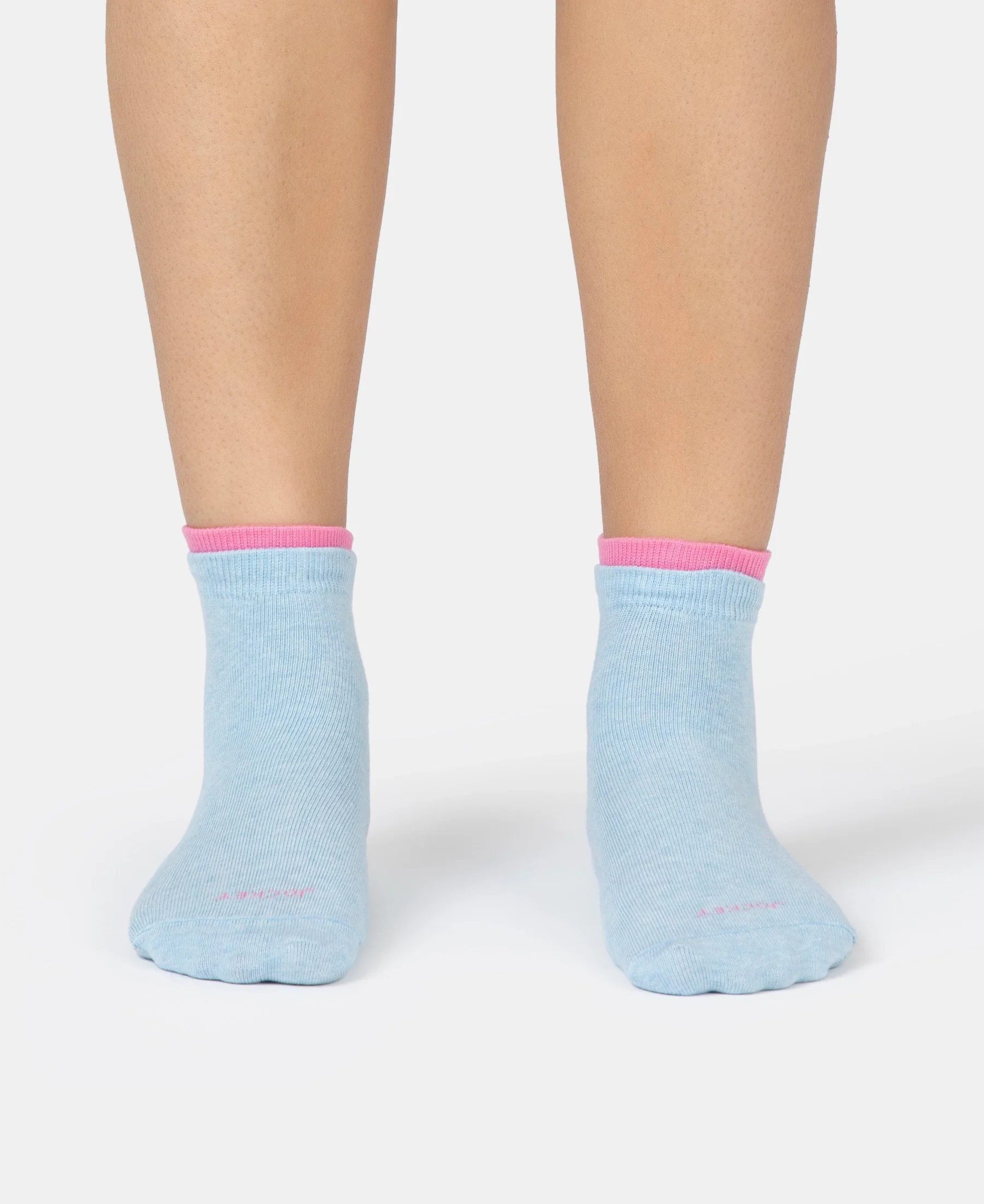 Compact Cotton Stretch Solid Low Show Socks with Stay Fresh Treatment - Sky Melange & Aurora Pink (Pack of 2) - Image 7