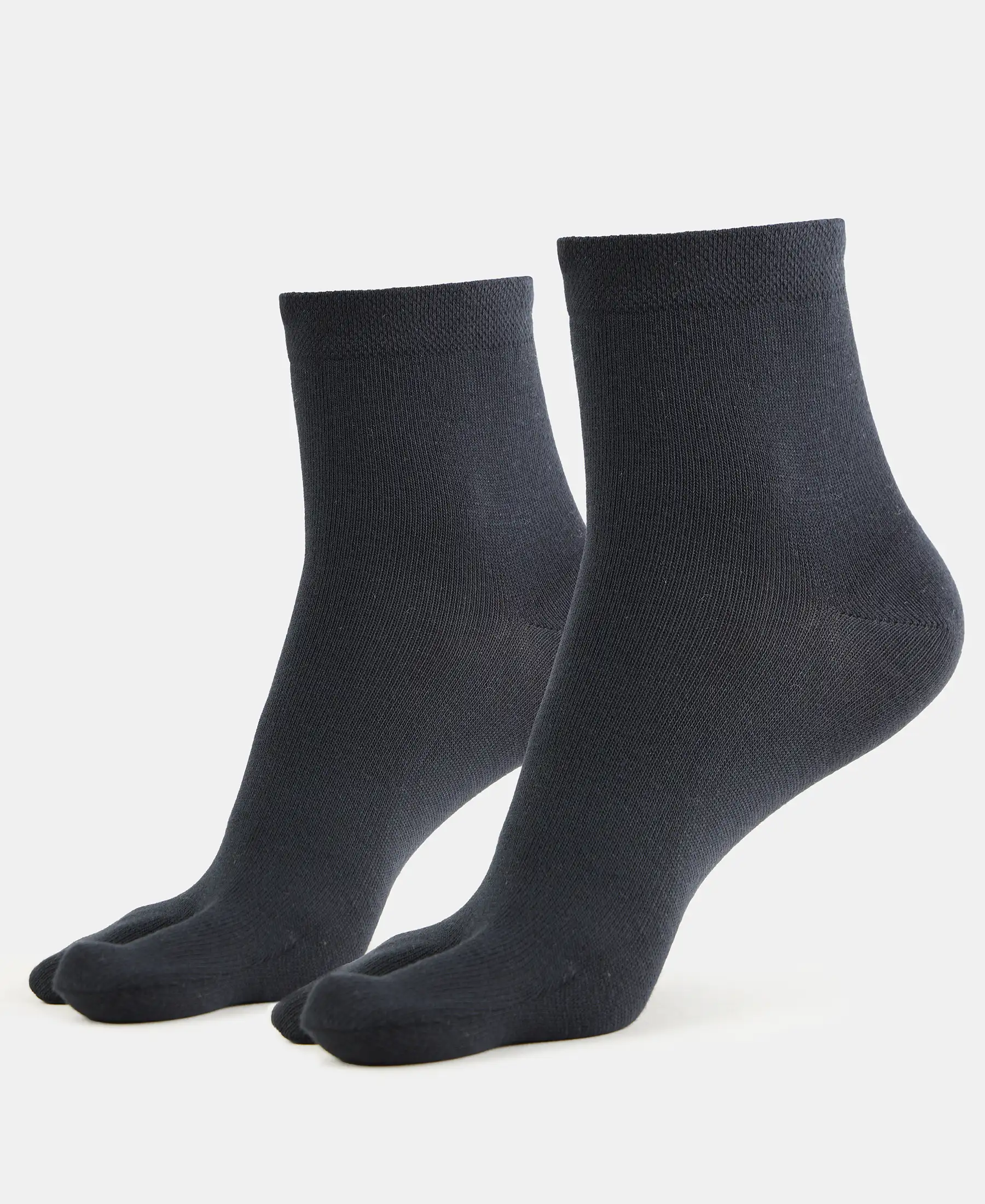 Compact Cotton Stretch Toe Socks with StayFresh Treatment - Black (Pack of 2)