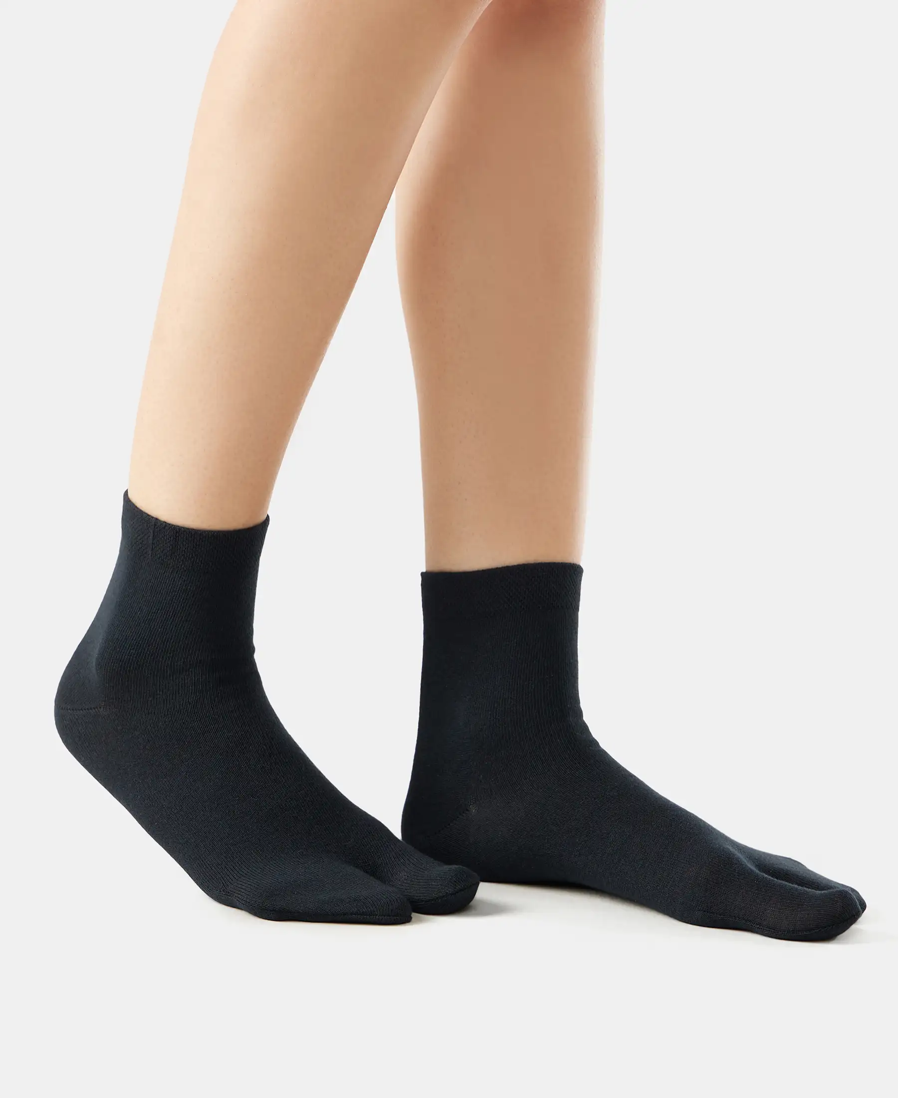 Compact Cotton Stretch Toe Socks with StayFresh Treatment - Black (Pack of 2) - Image 3