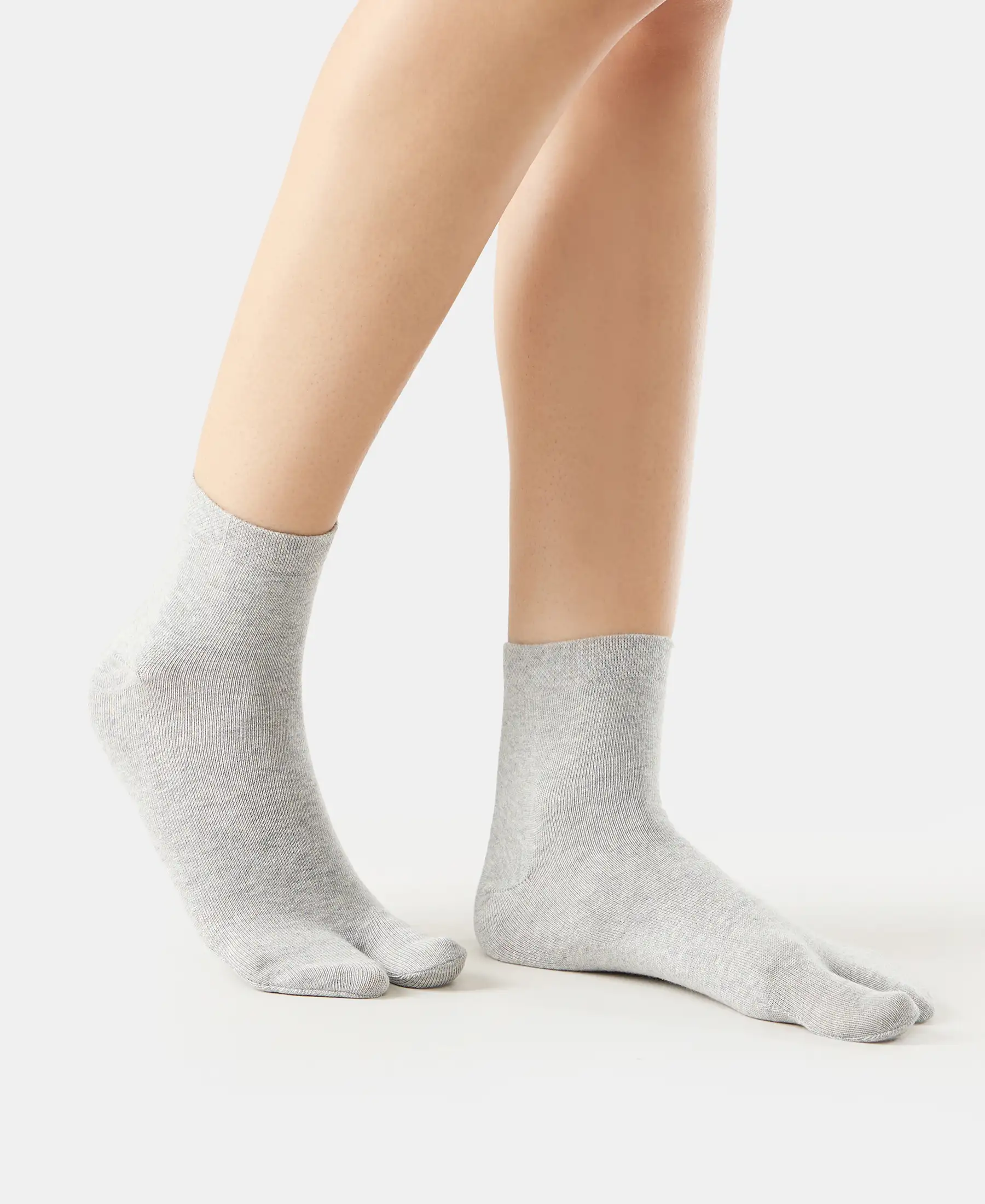Compact Cotton Stretch Toe Socks with StayFresh Treatment - Grey Melange (Pack of 2) - Image 2