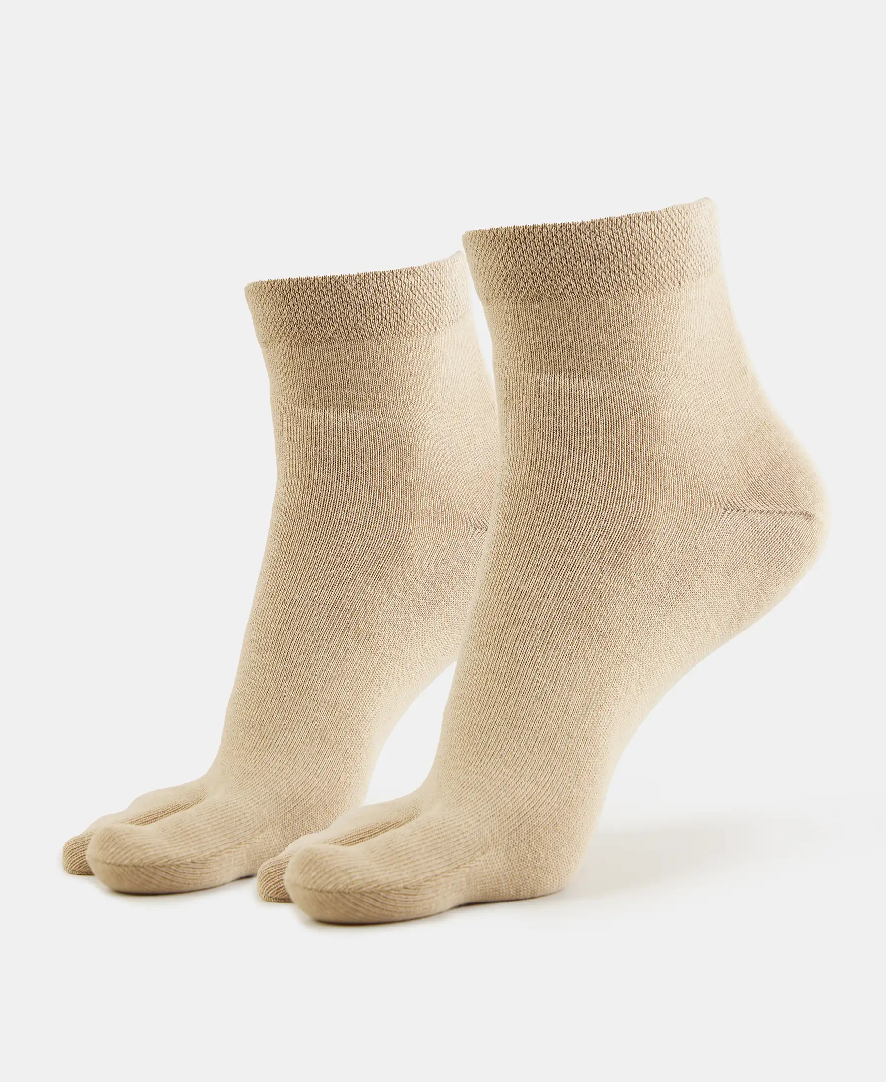 Compact Cotton Stretch Toe Socks with StayFresh Treatment - Skin (Pack of 2) - Image 5