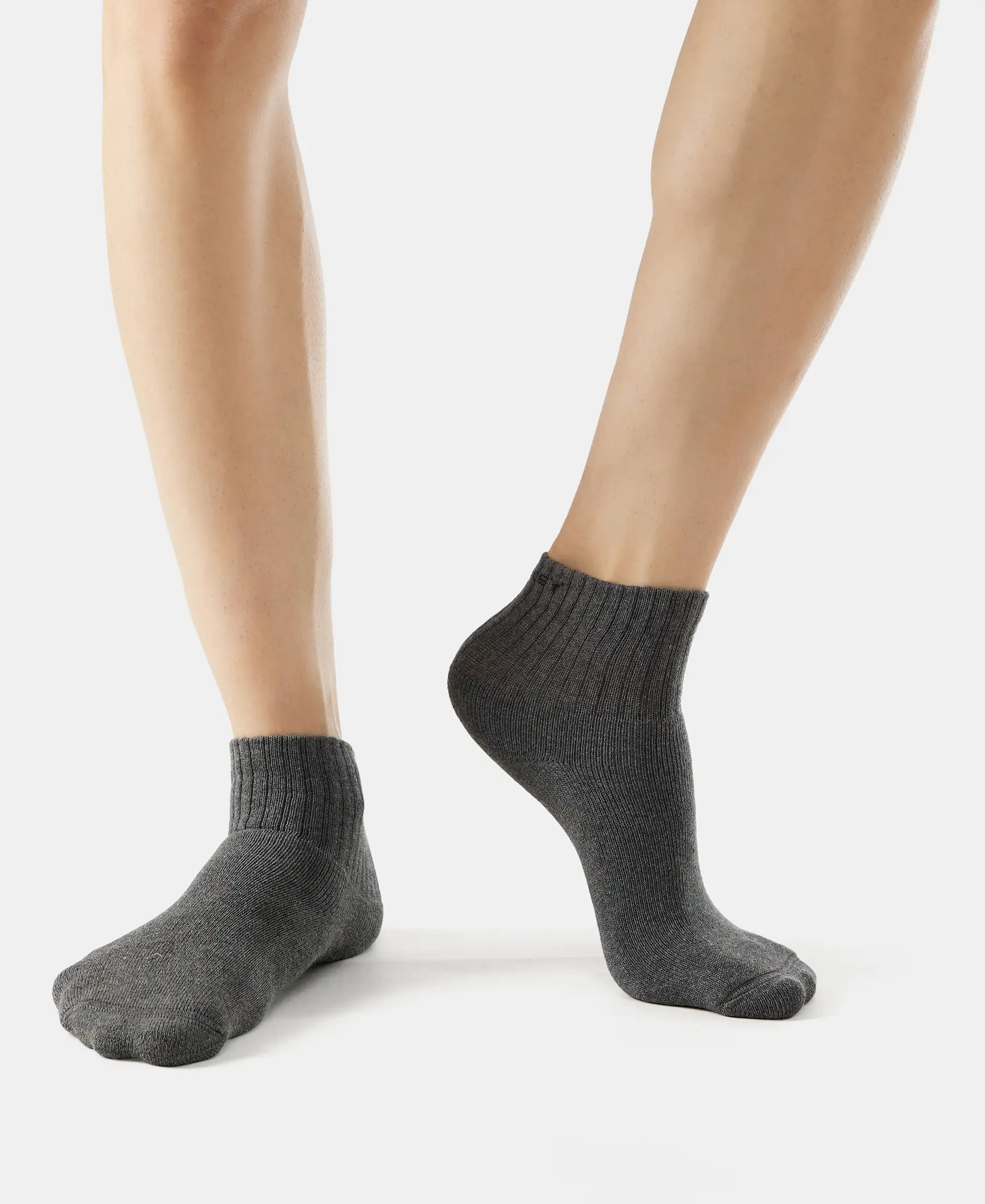 Compact Cotton Terry Ankle Length Socks With StayFresh Treatment - Black/Navy/Charcoal Melange (Pack of 3) - Image 11