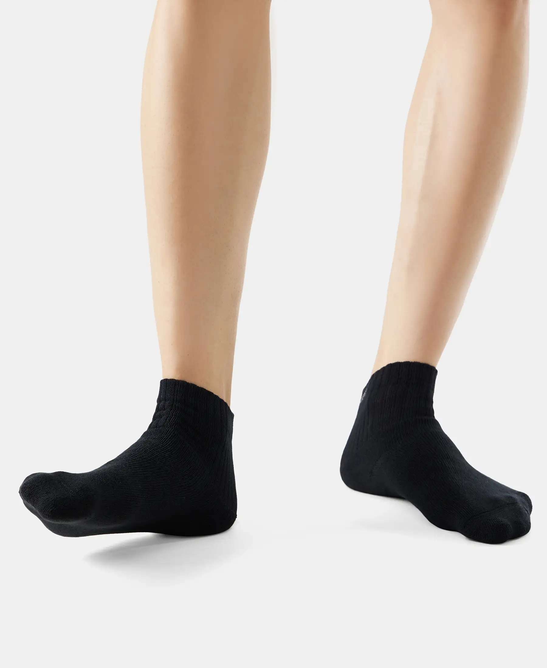 Compact Cotton Terry Ankle Length Socks With StayFresh Treatment - Black/Navy/Charcoal Melange (Pack of 3) - Image 12