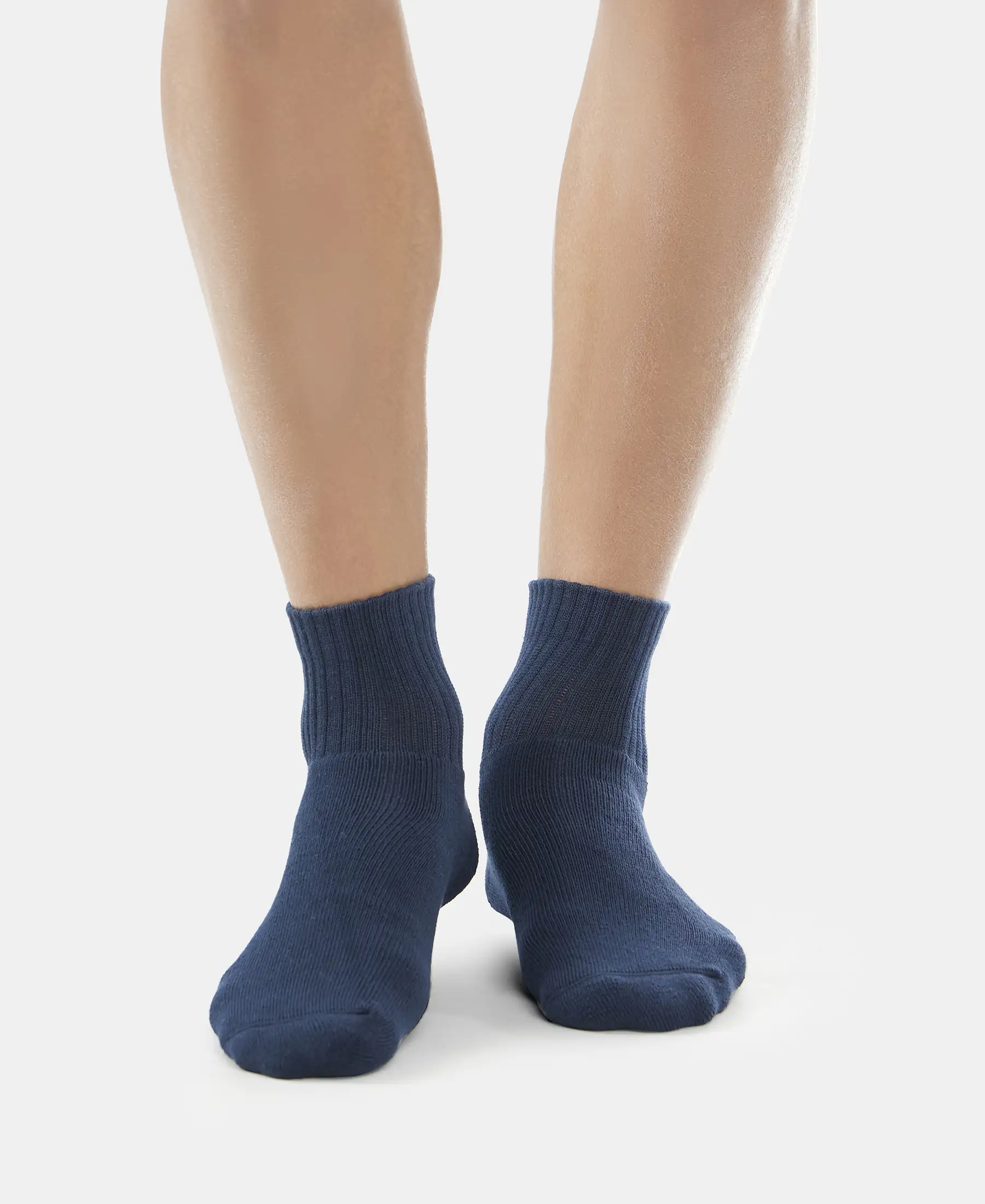 Compact Cotton Terry Ankle Length Socks With StayFresh Treatment - Black/Navy/Charcoal Melange (Pack of 3) - Image 4