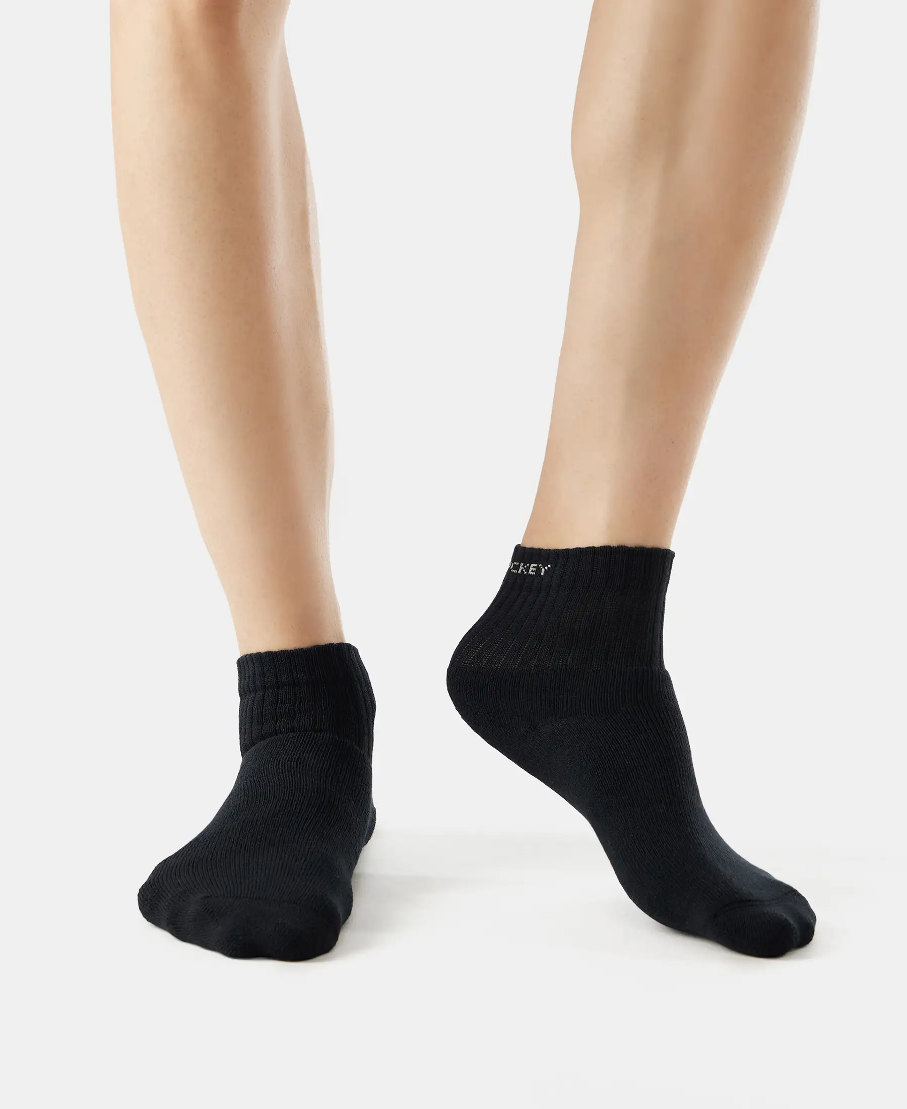 Compact Cotton Terry Ankle Length Socks With StayFresh Treatment - Black/Navy/Charcoal Melange (Pack of 3) - Image 6