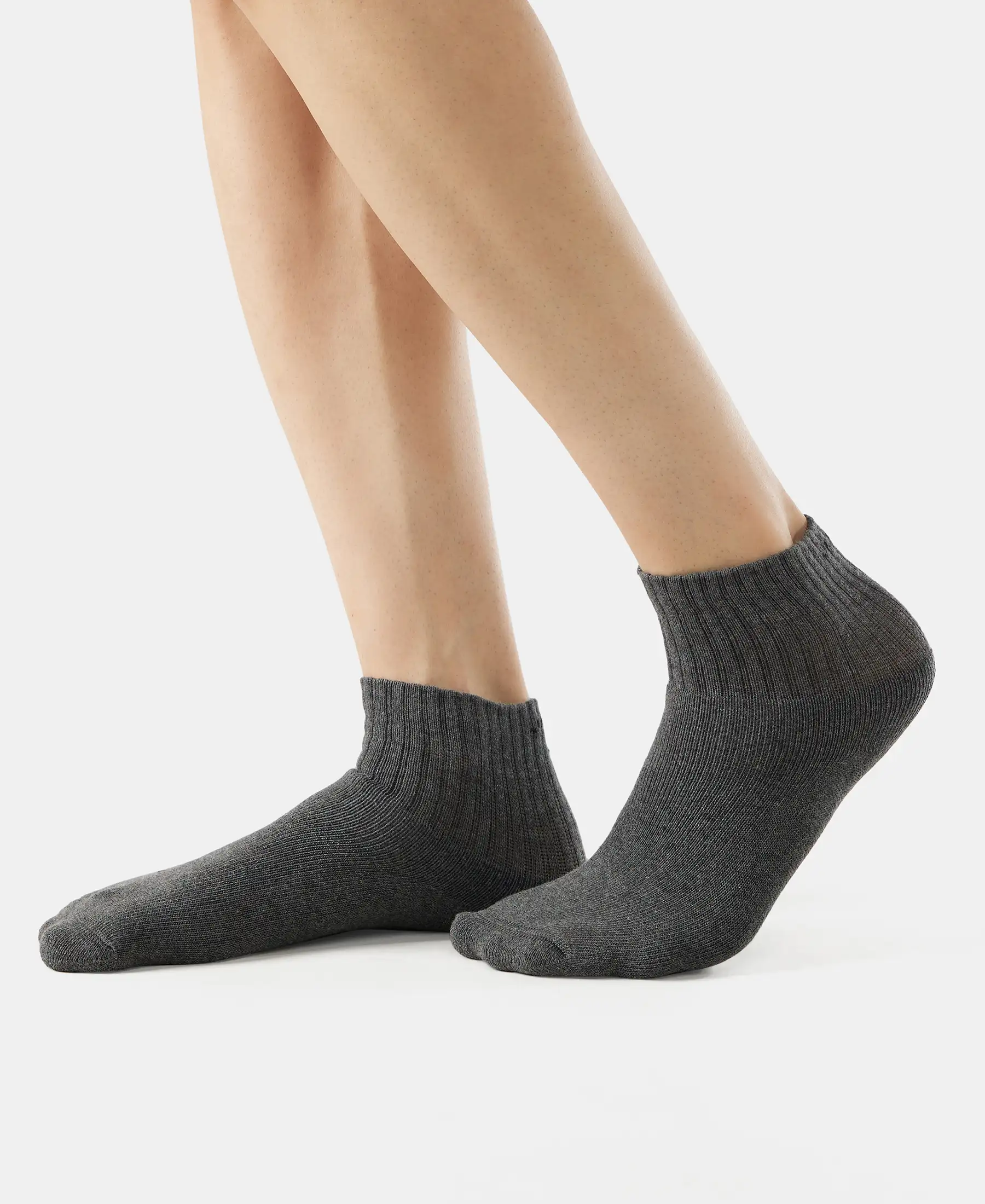 Compact Cotton Terry Ankle Length Socks With StayFresh Treatment - Black/Navy/Charcoal Melange (Pack of 3) - Image 8