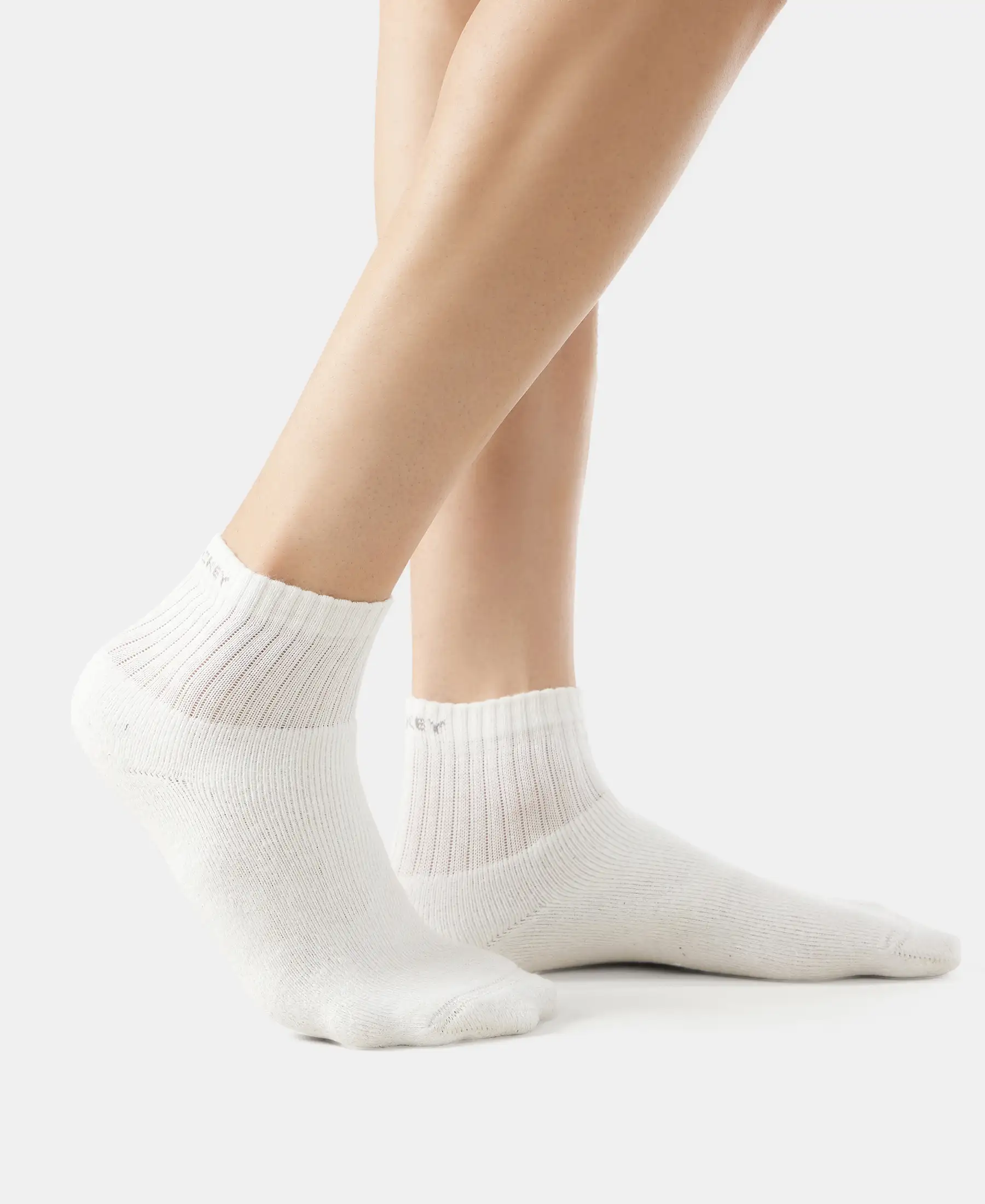 Compact Cotton Terry Ankle Length Socks With StayFresh Treatment - Black, White, Navy, Mid Grey & Charcoal Melange (Pack of 5) - Image 12