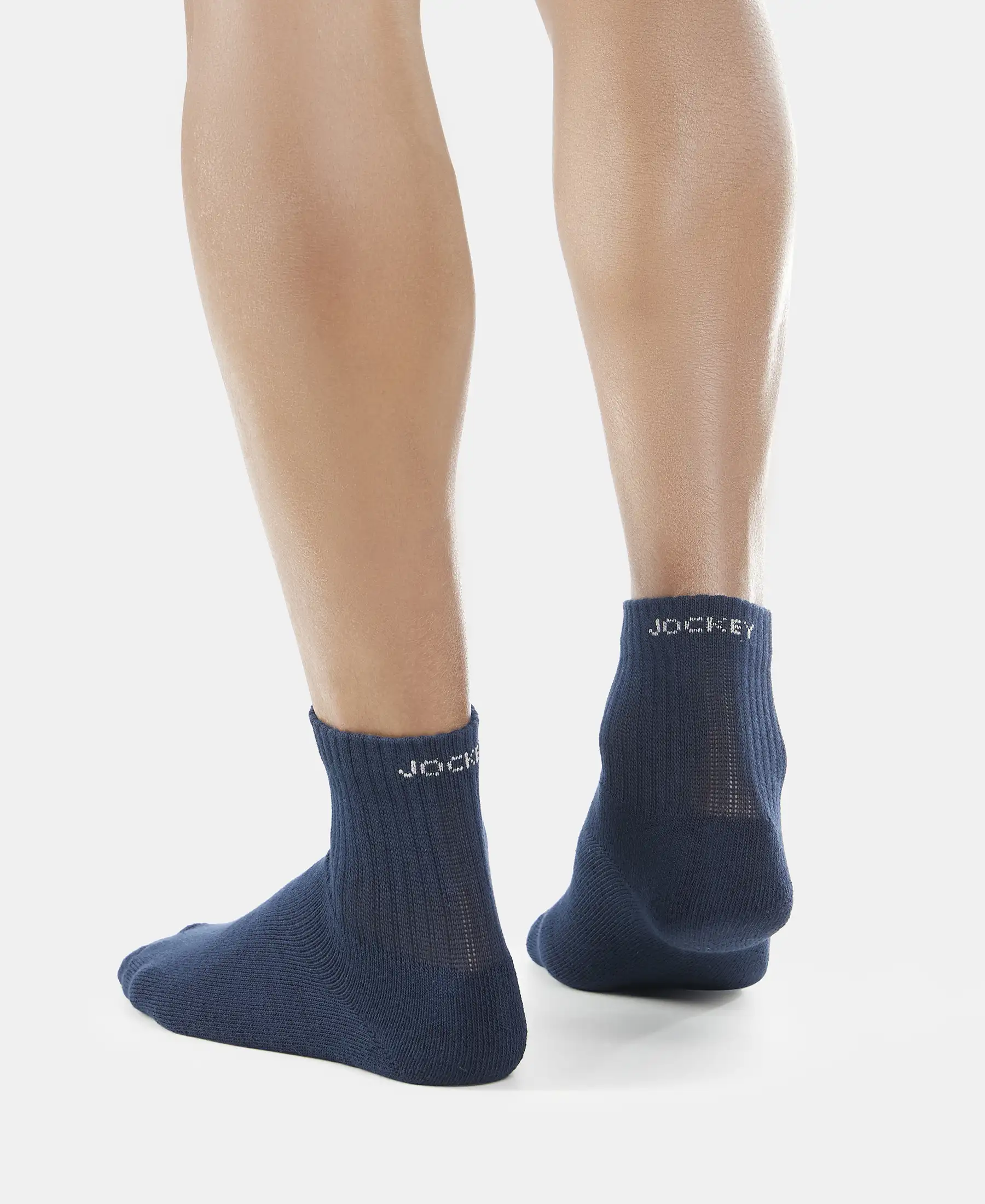 Compact Cotton Terry Ankle Length Socks With StayFresh Treatment - Black, White, Navy, Mid Grey & Charcoal Melange (Pack of 5) - Image 7