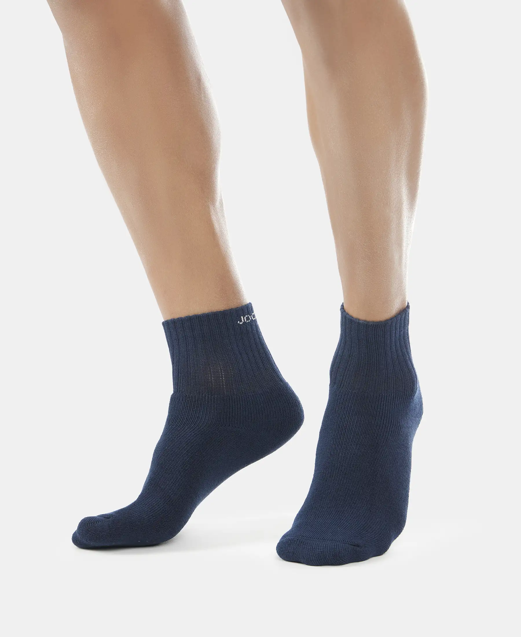 Compact Cotton Terry Ankle Length Socks With StayFresh Treatment - Black, White, Navy, Mid Grey & Charcoal Melange (Pack of 5) - Image 8