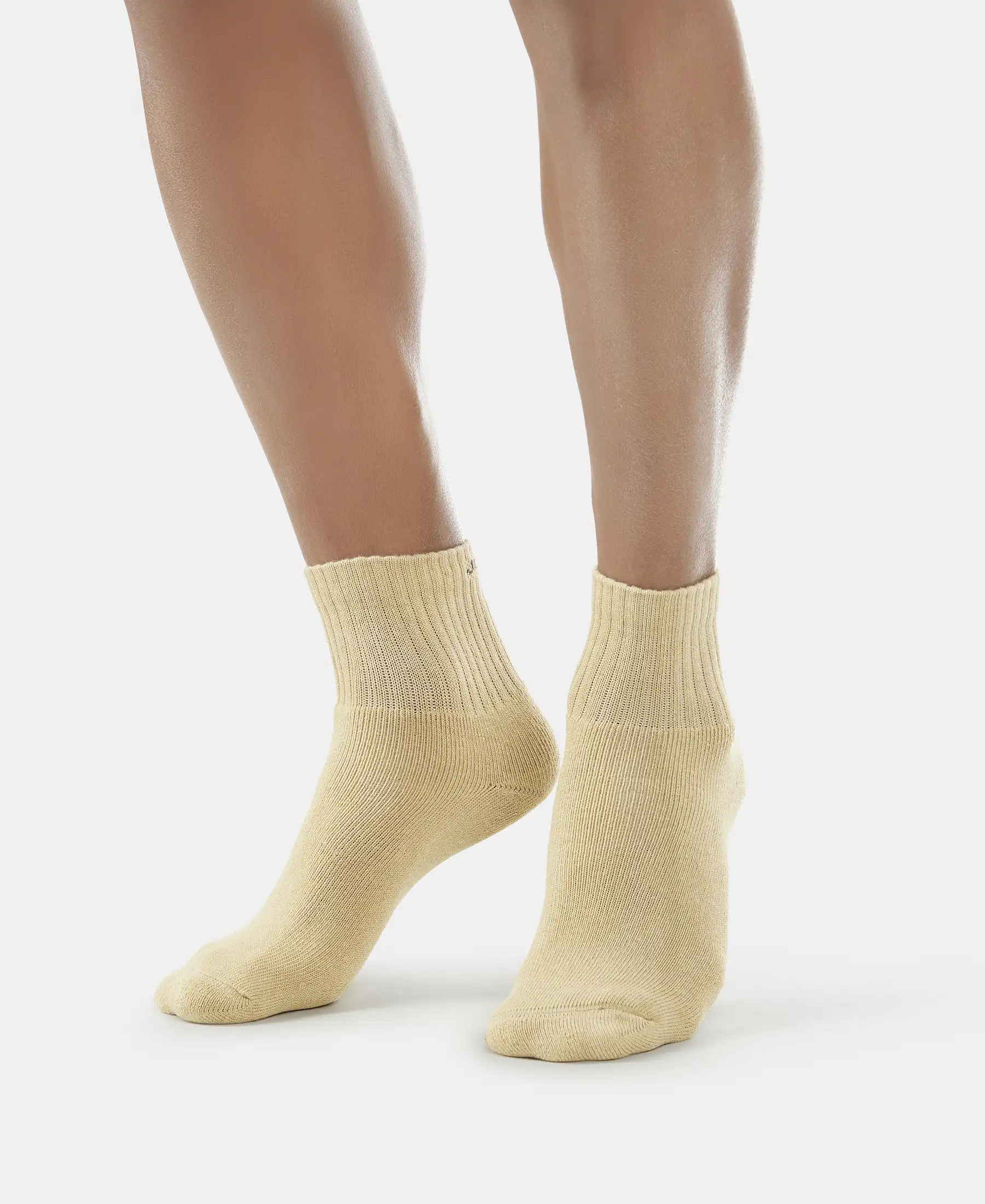 Compact Cotton Terry Ankle Length Socks With StayFresh Treatment - Khaki - Image 5
