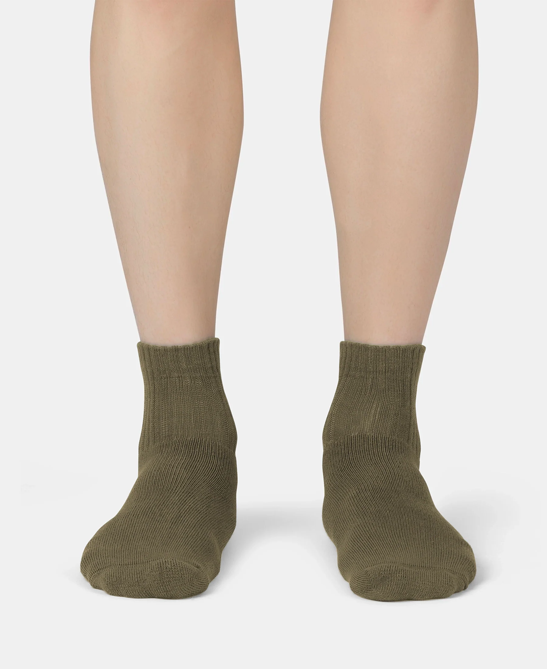 Compact Cotton Terry Ankle Length Socks With StayFresh Treatment - Olive - Image 2
