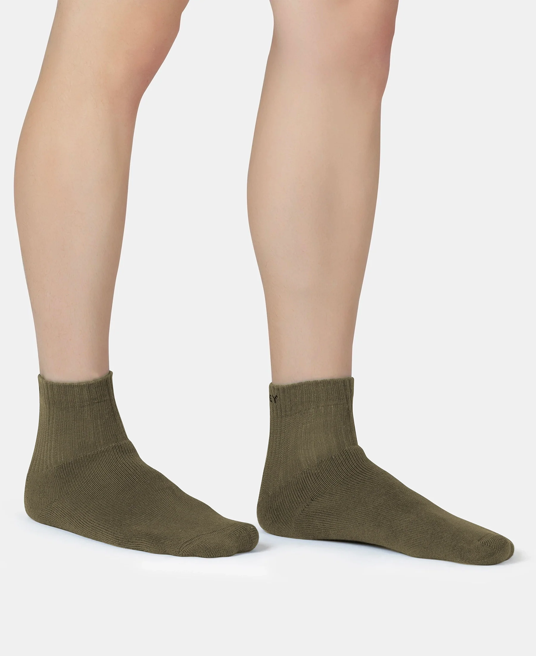 Compact Cotton Terry Ankle Length Socks With StayFresh Treatment - Olive - Image 3