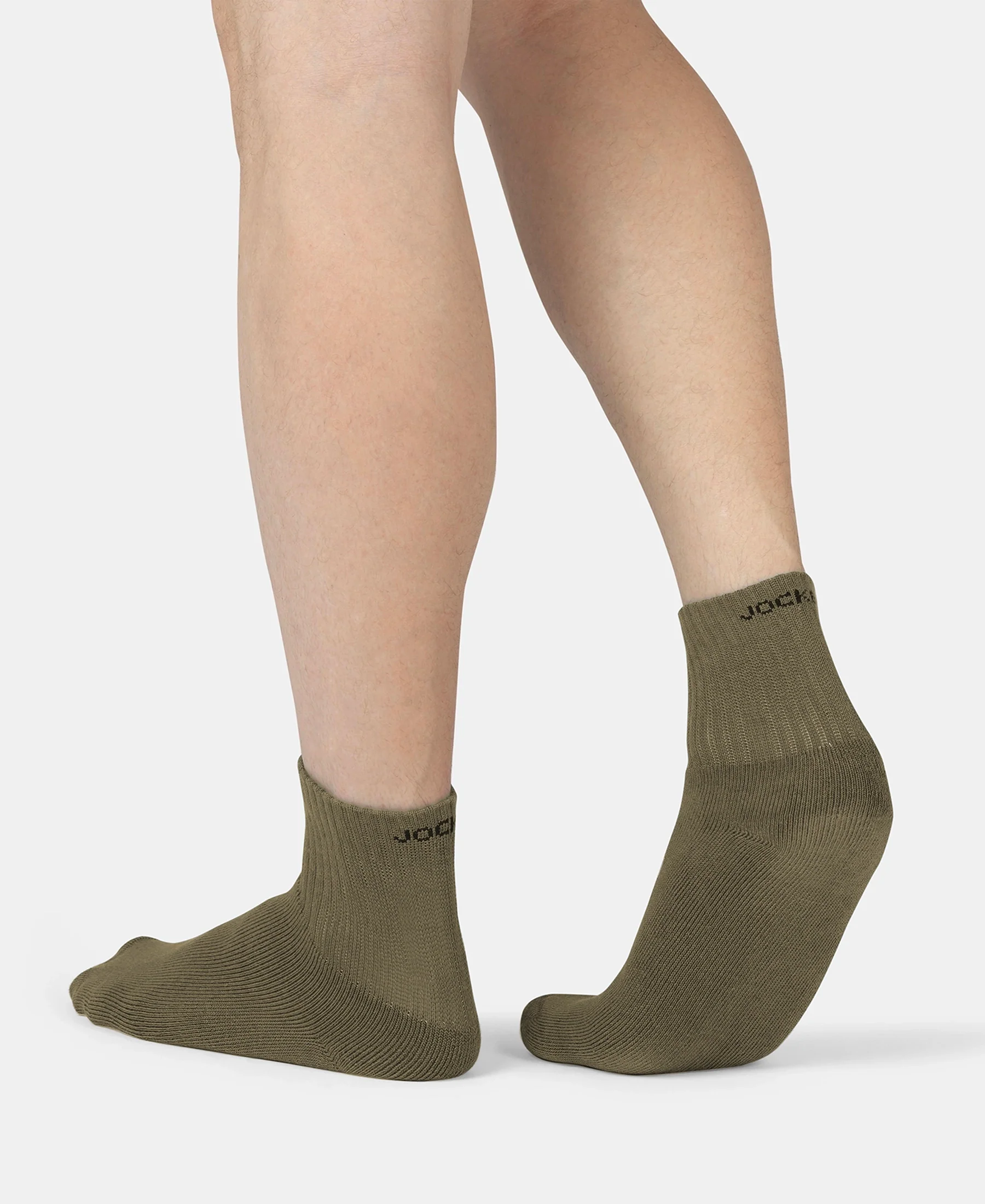 Compact Cotton Terry Ankle Length Socks With StayFresh Treatment - Olive - Image 4