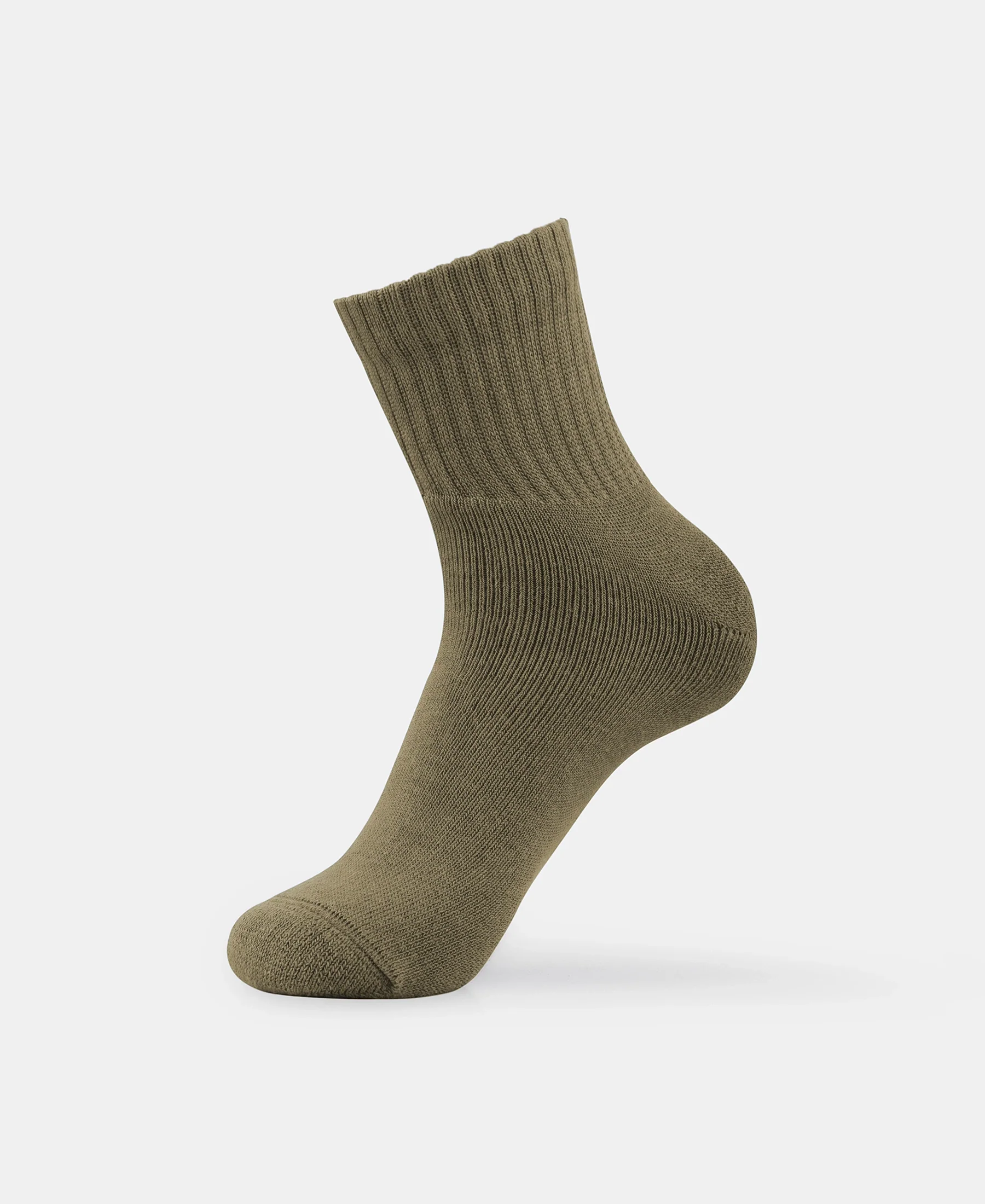 Compact Cotton Terry Ankle Length Socks With StayFresh Treatment - Olive - Image 5