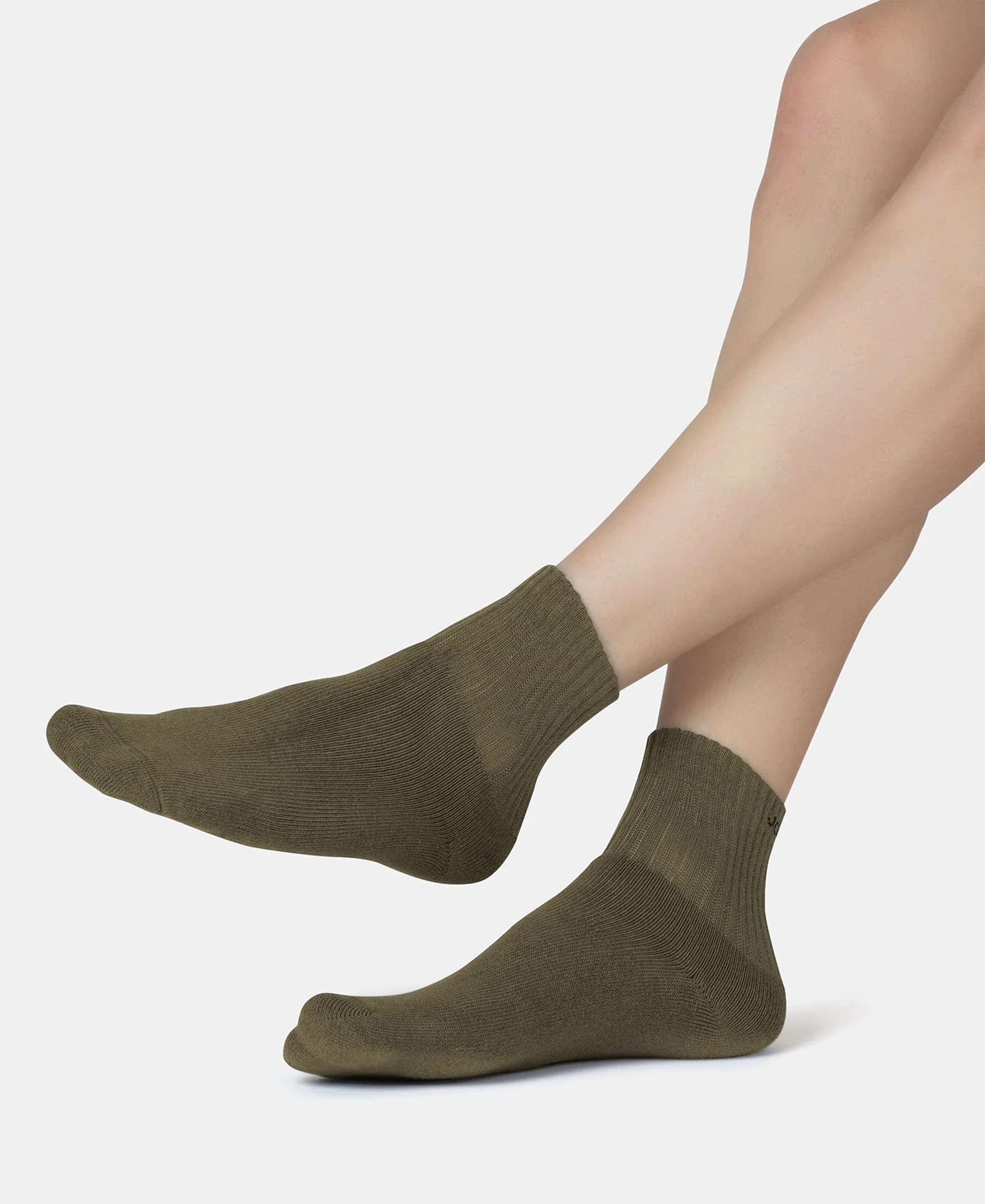 Compact Cotton Terry Ankle Length Socks With StayFresh Treatment - Olive - Image 7