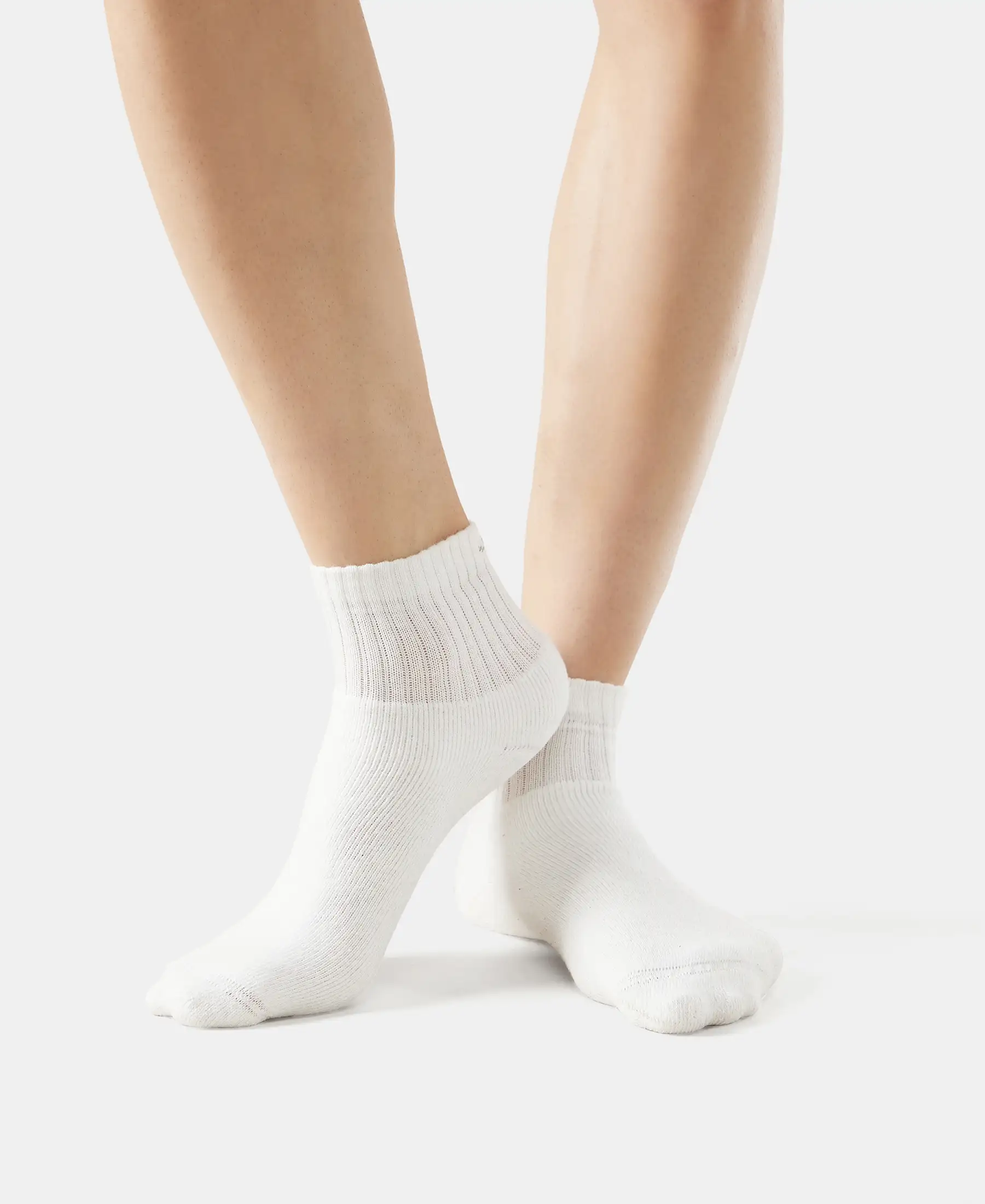 Compact Cotton Terry Ankle Length Socks With StayFresh Treatment - White - Image 4