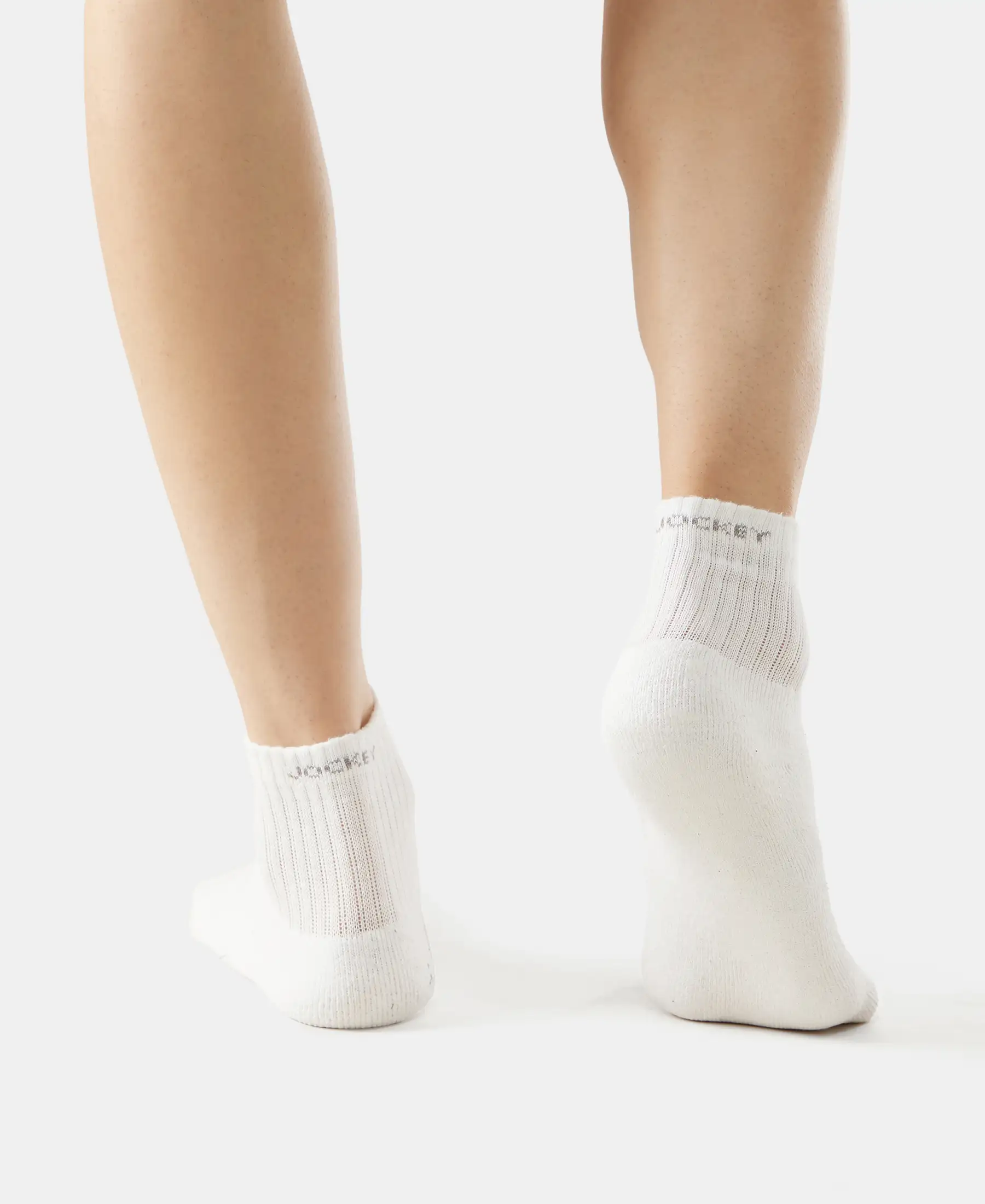 Compact Cotton Terry Ankle Length Socks With StayFresh Treatment - White - Image 5