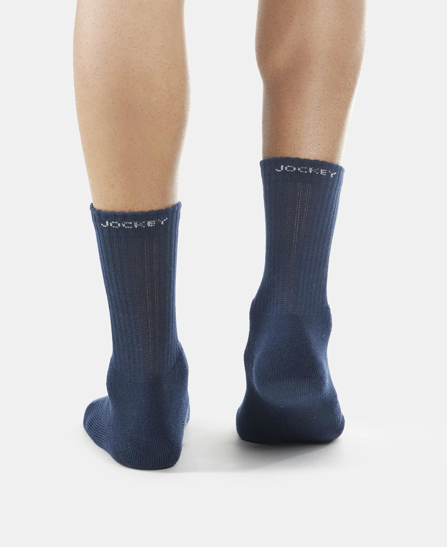 Compact Cotton Terry Crew Length Socks With StayFresh Treatment - Black, Midgrey Melange & Navy (Pack of 3) - Image 13