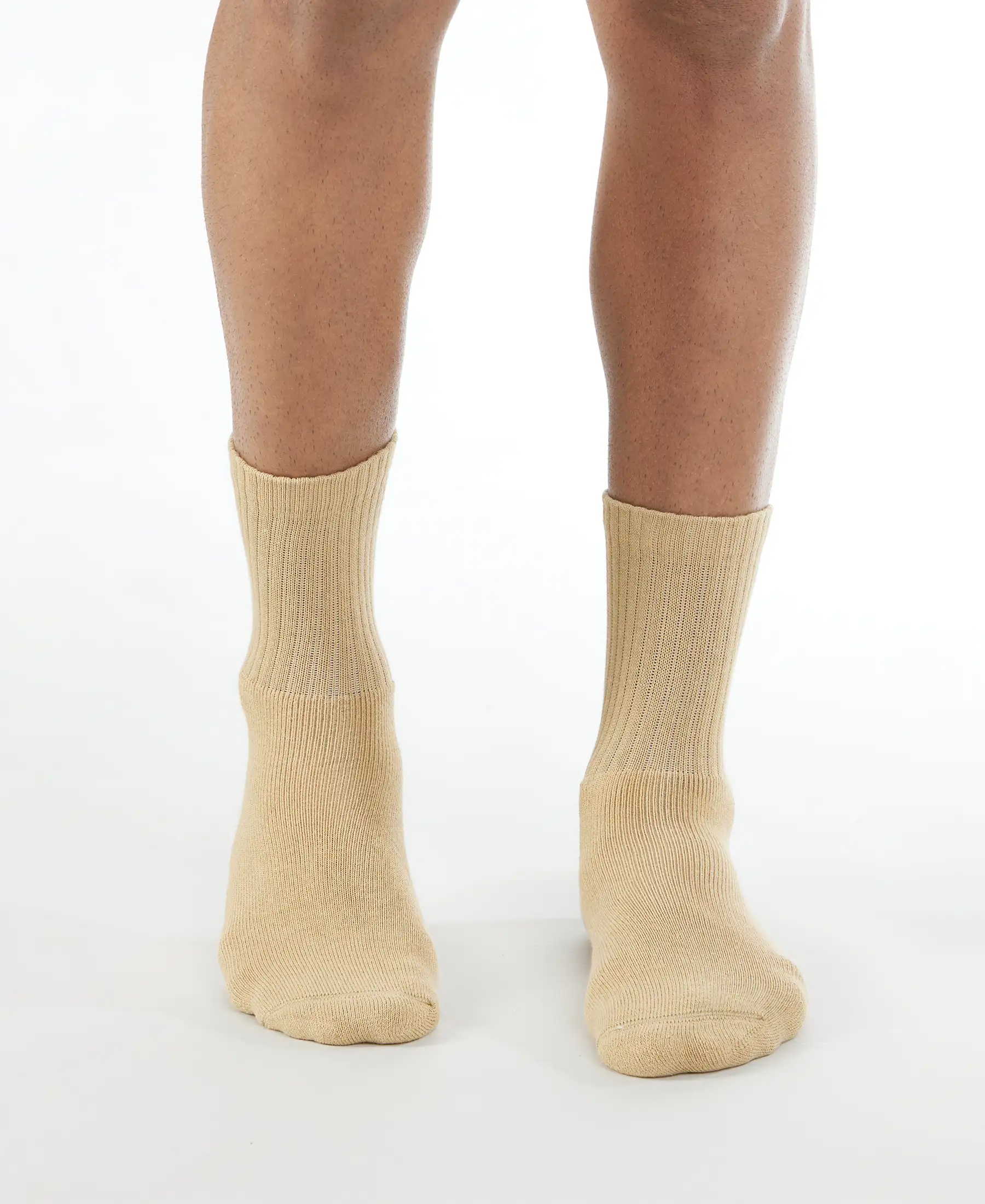 Compact Cotton Terry Crew Length Socks With StayFresh Treatment - Khaki - Image 2