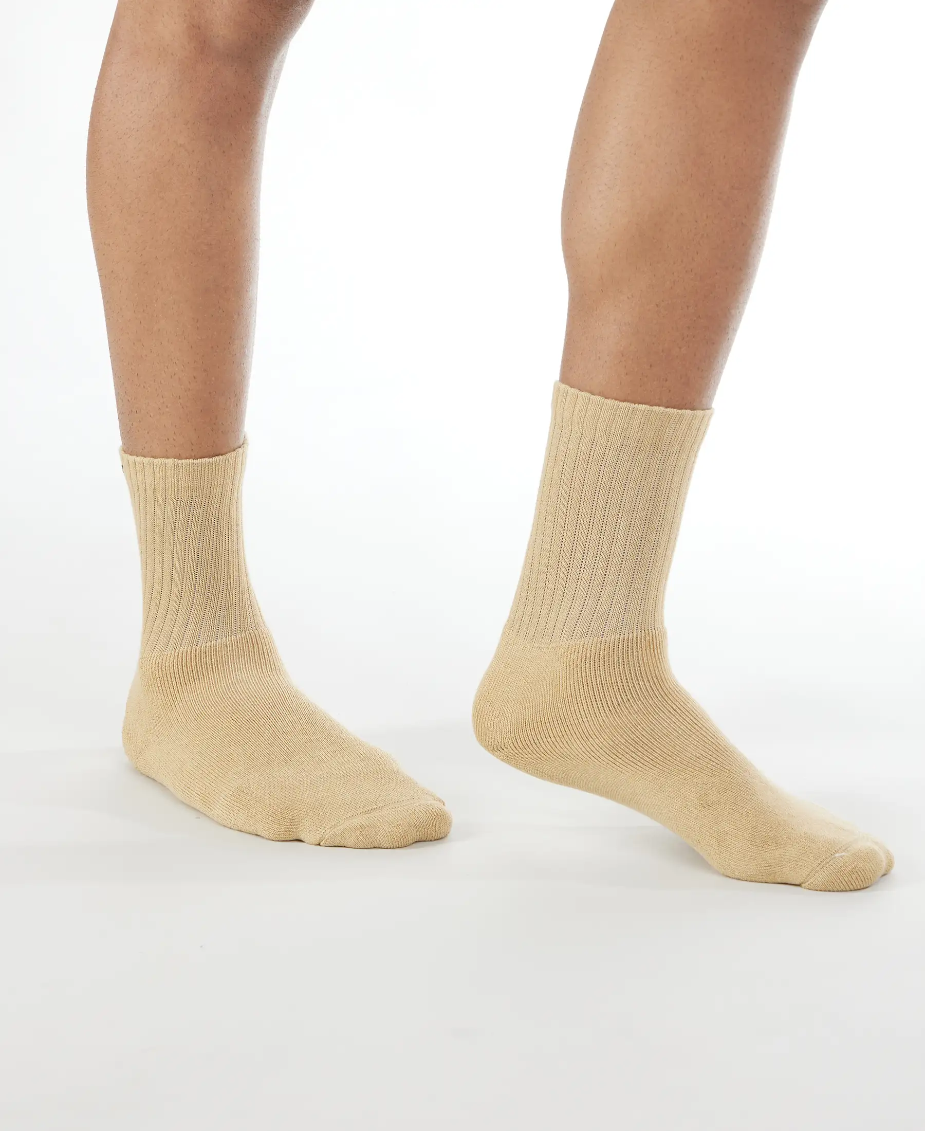 Compact Cotton Terry Crew Length Socks With StayFresh Treatment - Khaki - Image 3