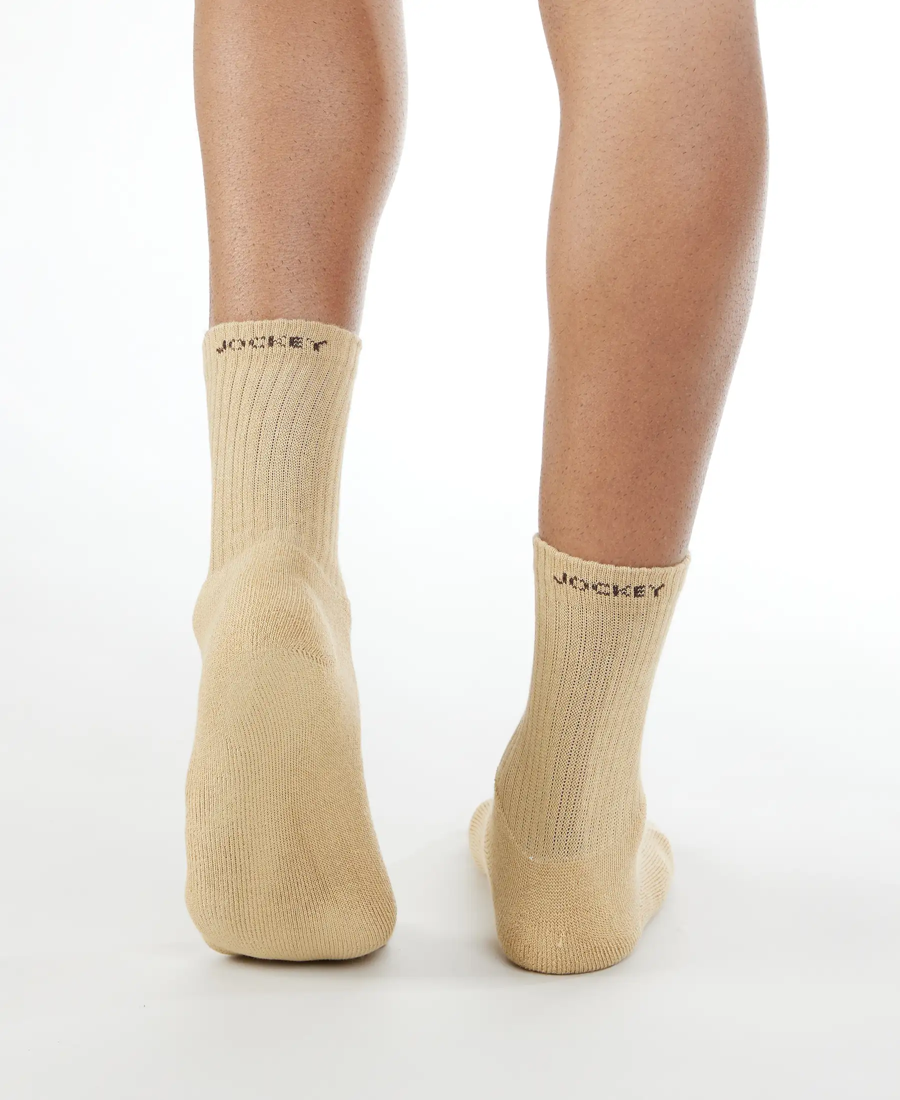 Compact Cotton Terry Crew Length Socks With StayFresh Treatment - Khaki - Image 4