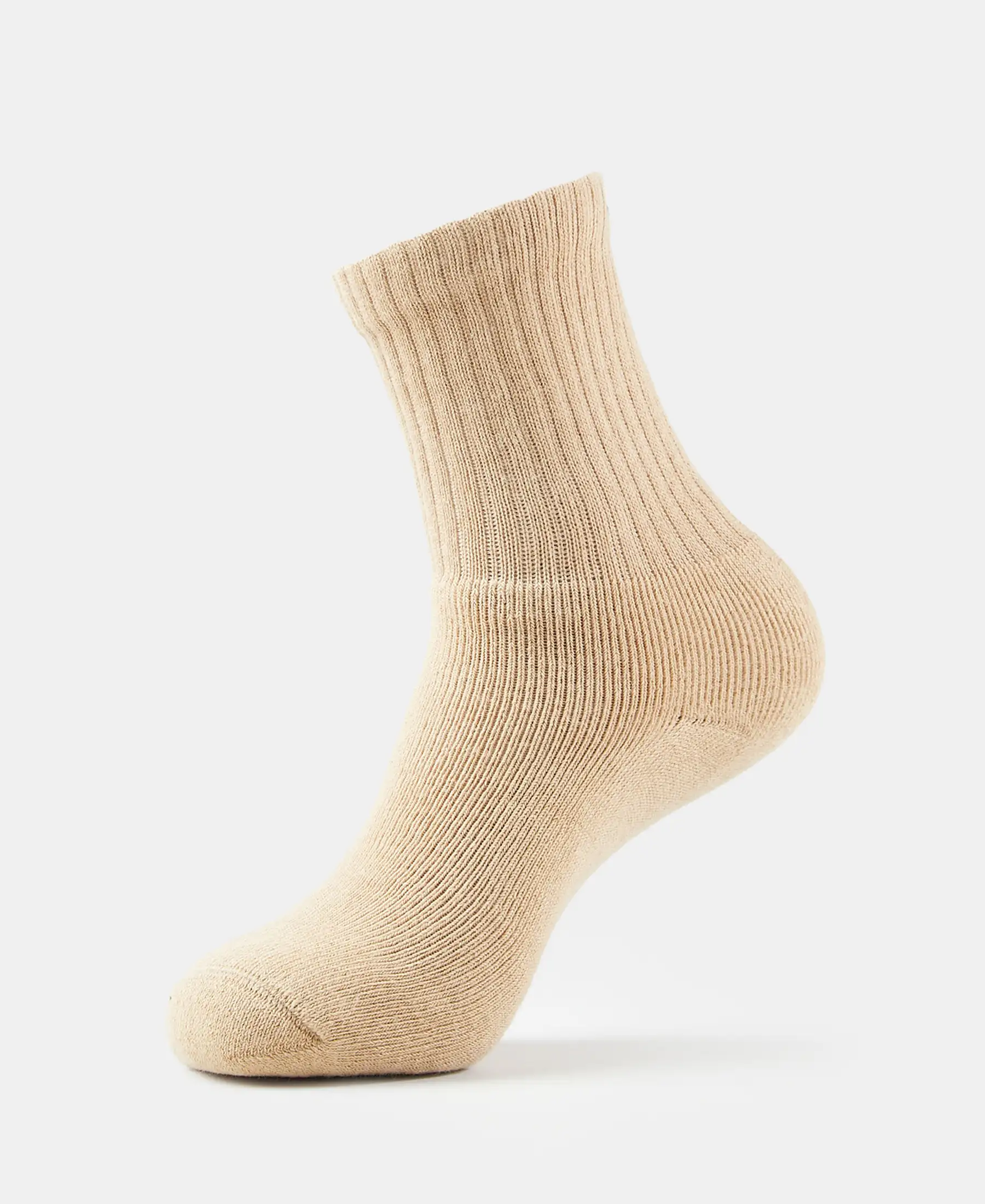 Compact Cotton Terry Crew Length Socks With StayFresh Treatment - Khaki - Image 5