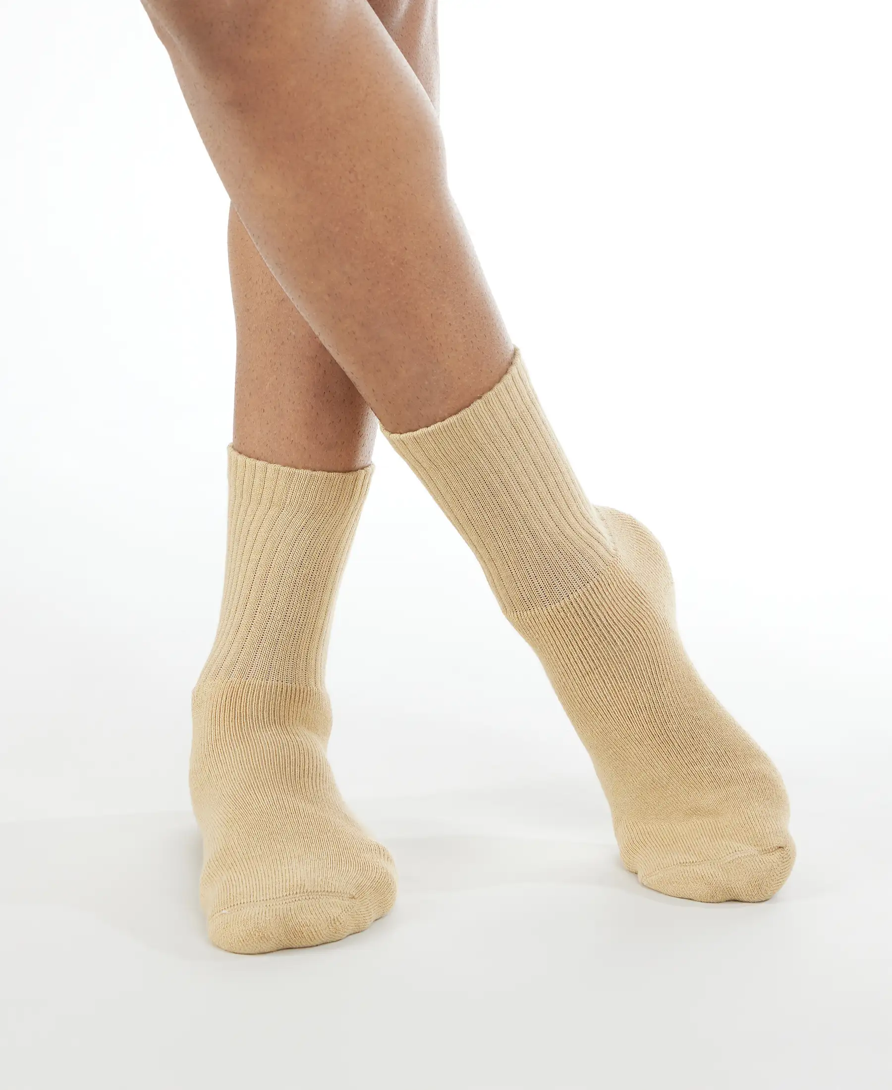 Compact Cotton Terry Crew Length Socks With StayFresh Treatment - Khaki - Image 6