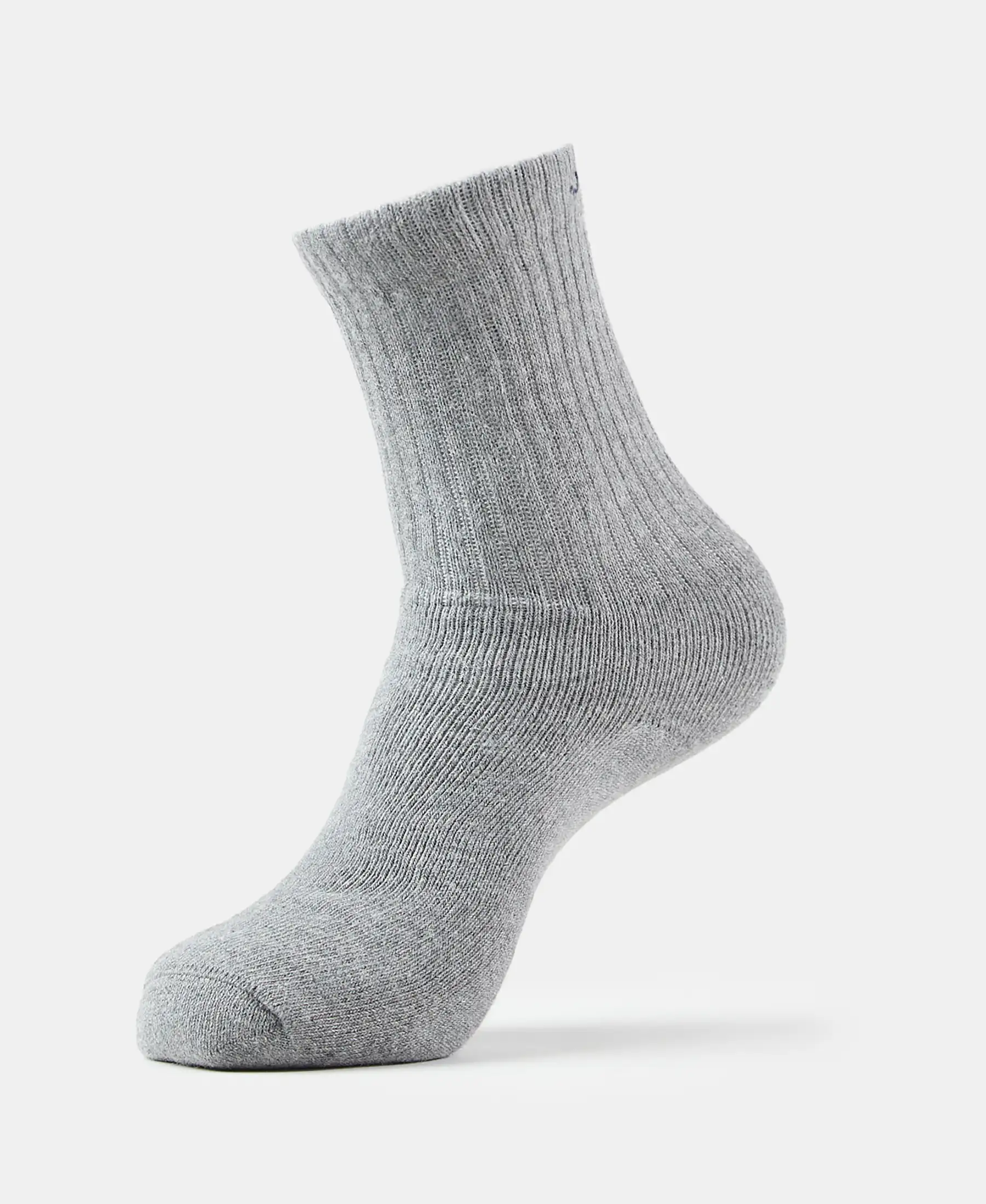 Compact Cotton Terry Crew Length Socks With StayFresh Treatment - Mid Grey Melange - Image 5