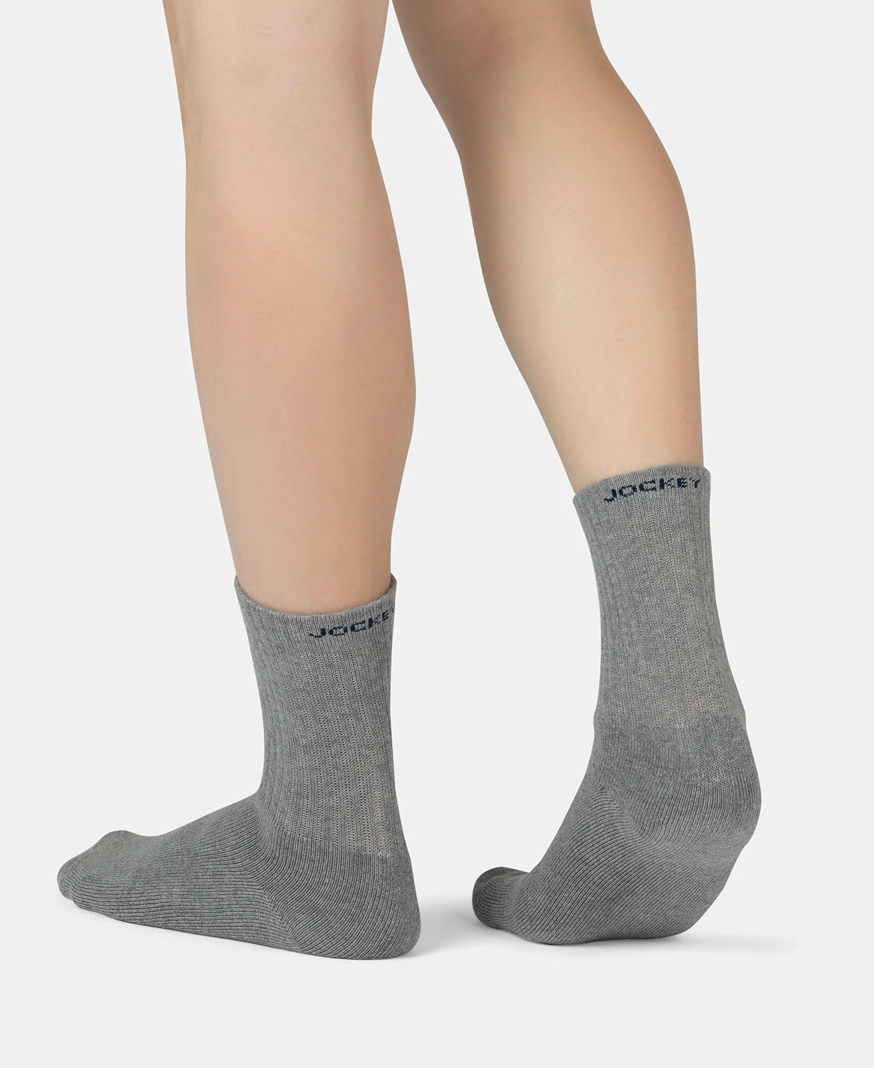 Compact Cotton Terry Crew Length Socks With StayFresh Treatment - Navy, Grey Melange & Stellar (Pack of 3) - Image 10
