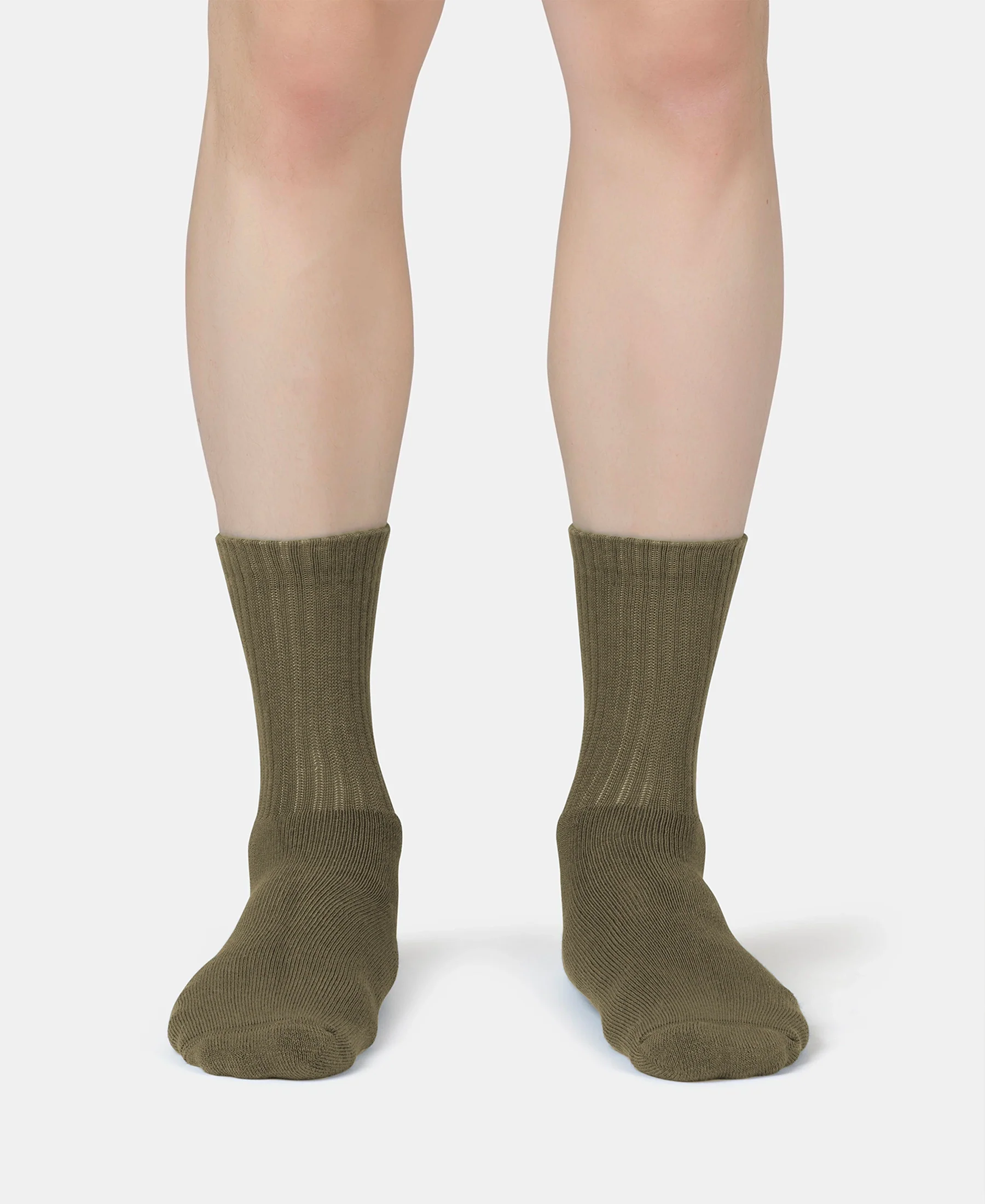 Compact Cotton Terry Crew Length Socks With StayFresh Treatment - Olive - Image 2